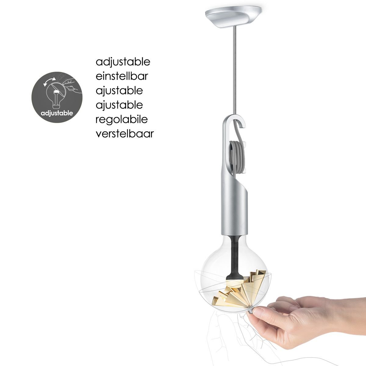 Home Sweet Home Hanglamp Move Me Twist Paraplu 5,5W 2700K grijs-goud