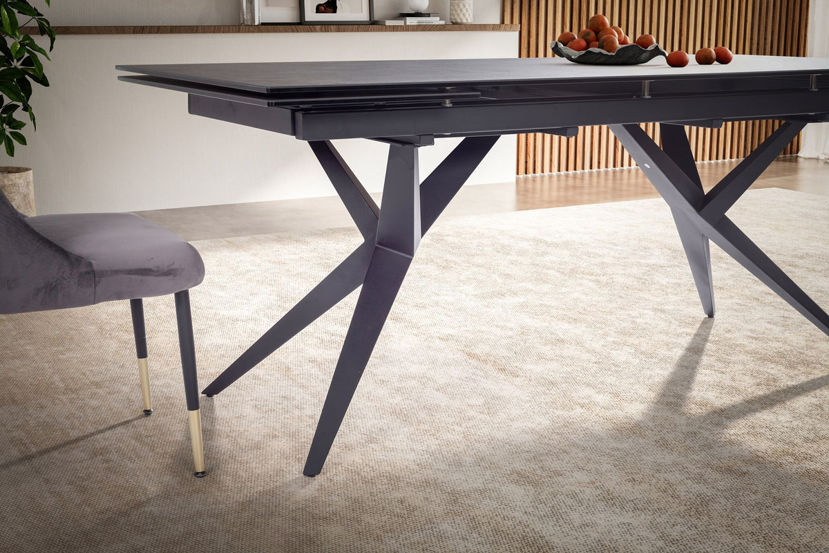 Eetkamertafel 180-260 cm Uitschuifbaar Keramiek Glas Zwart