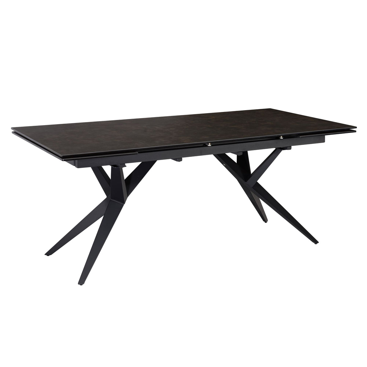 eetkamertafel 180 - 260 cm uitschuifbaar keramiek glas zwart, keramische tafel groot, design keukentafel rechthoekig, eettafel extravagant met metalen poten