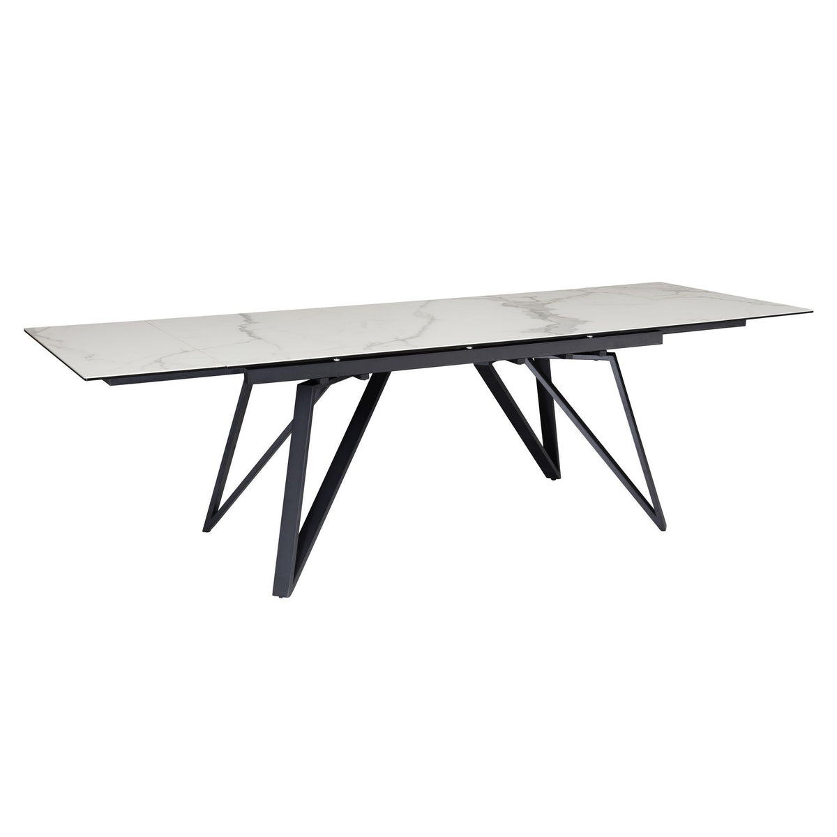 Eetkamertafel 180 - 260 cm uitschuifbaar keramiek glas wit