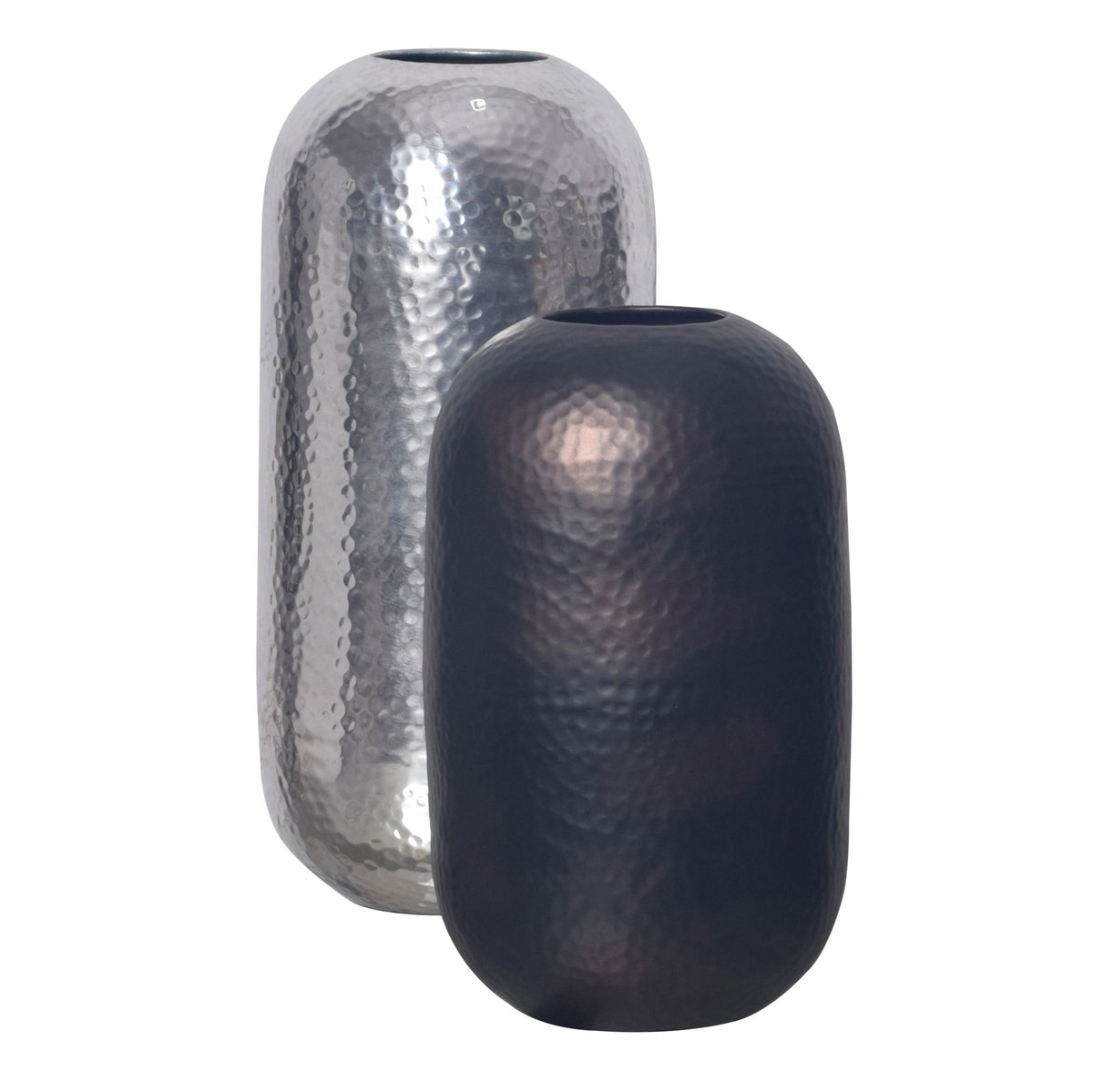 Decoratieve Vaas Set van 2 Aluminium Zilver Zwart-Brons