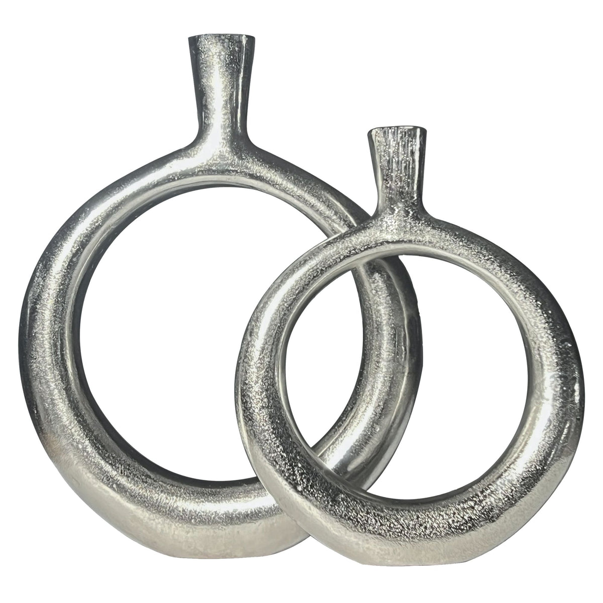 Decoratieve Vaas Set van 2 Aluminium Zilver Donut