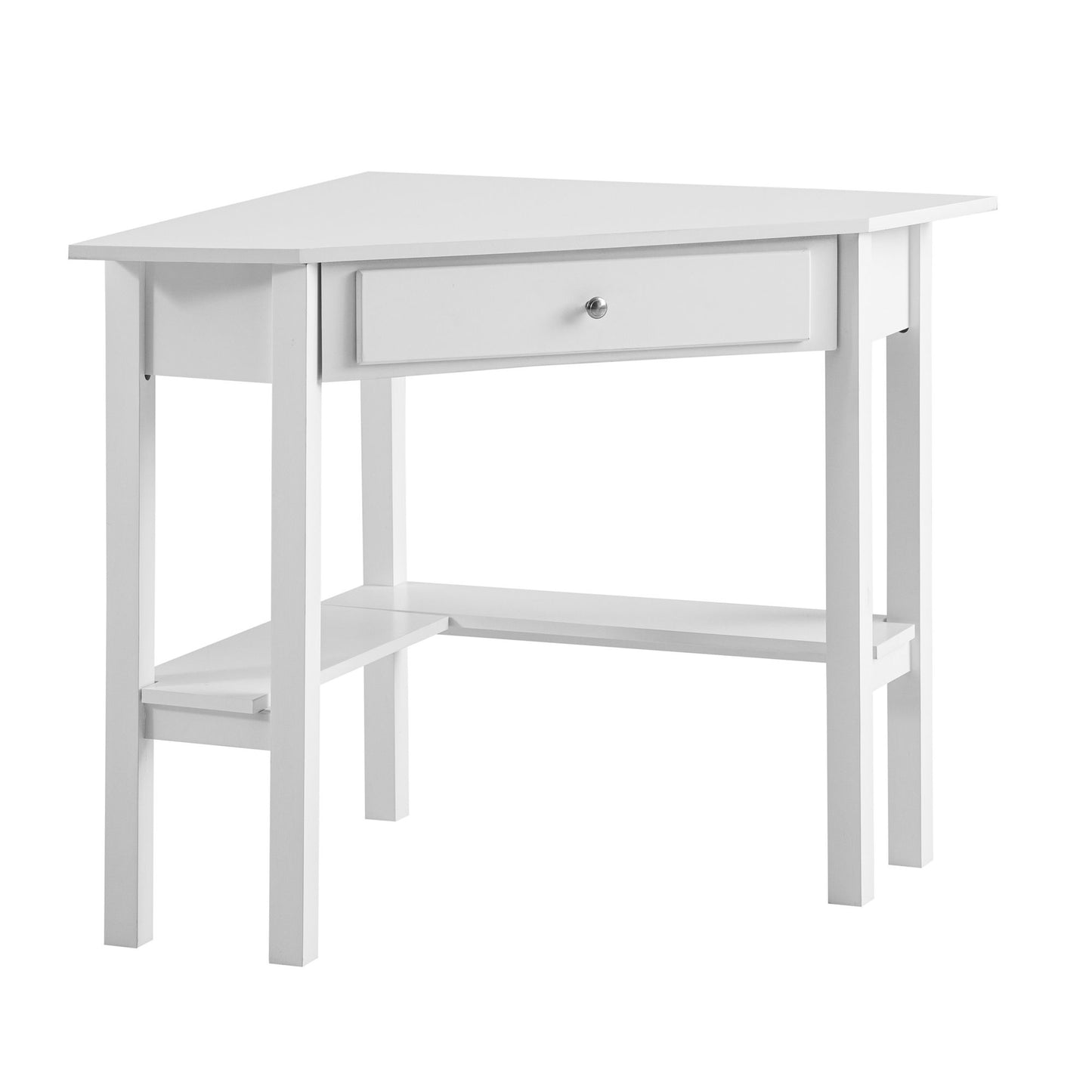 Hoekbureau 76x76x76,5 cm Wit Bureau met Lade, Thuiskantoor Computerbureau Ruimtebesparend met Opslag, Kantoorhoektafel Laptoptafel Studeerkamer