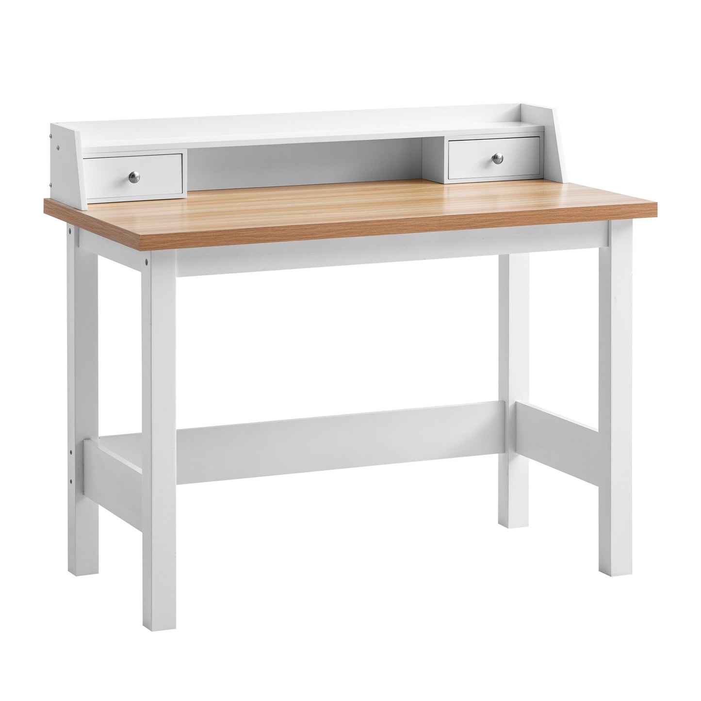 Bureau 106x53x90 cm Wit Kantoortafel met Lade, Thuiskantoor Computertafel Ruimtebesparend met Opbergruimte, Kantoor Laptoptafel Studeerkamer