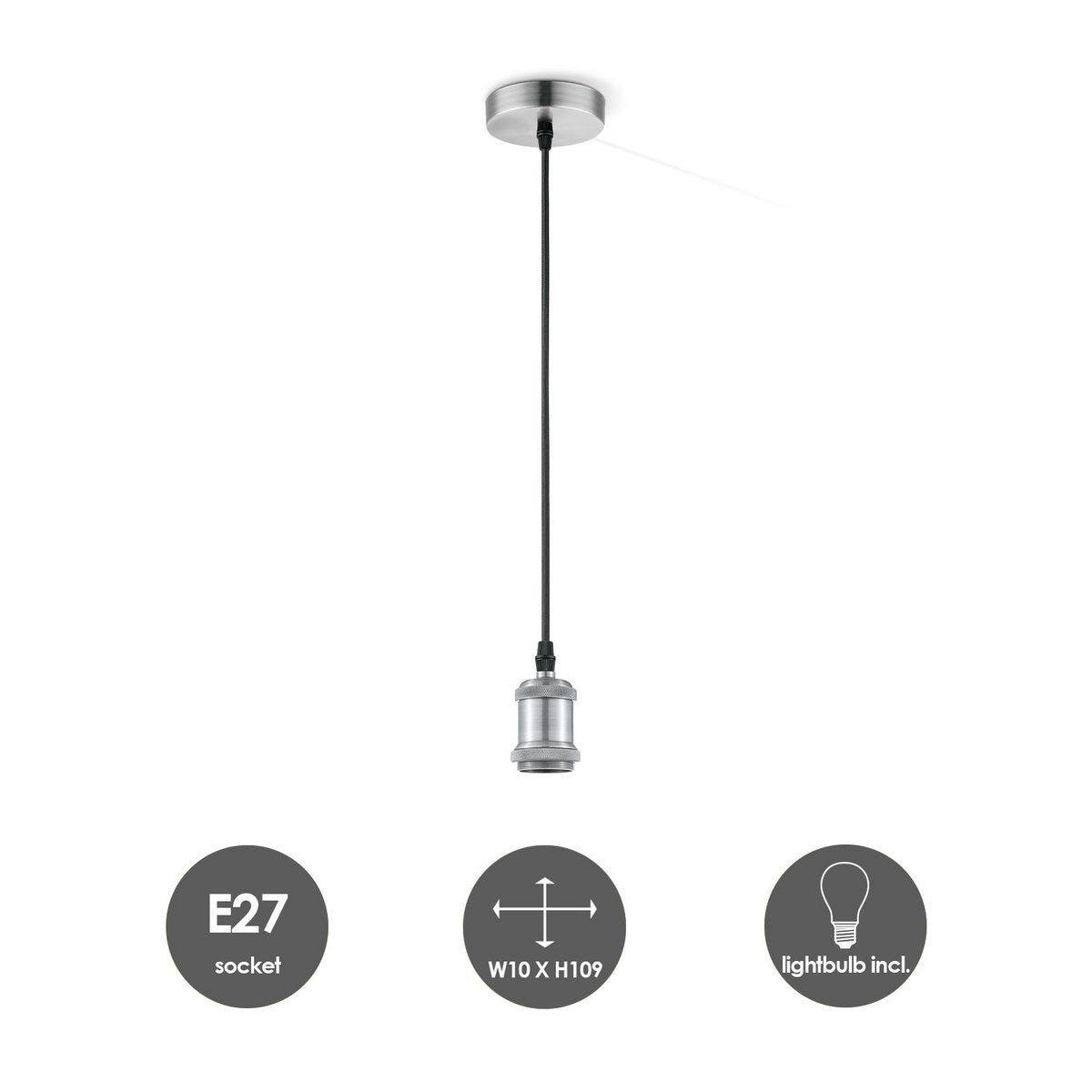 Home Sweet Home hanglamp chroom vintage - G180 - dimbaar E27 rook