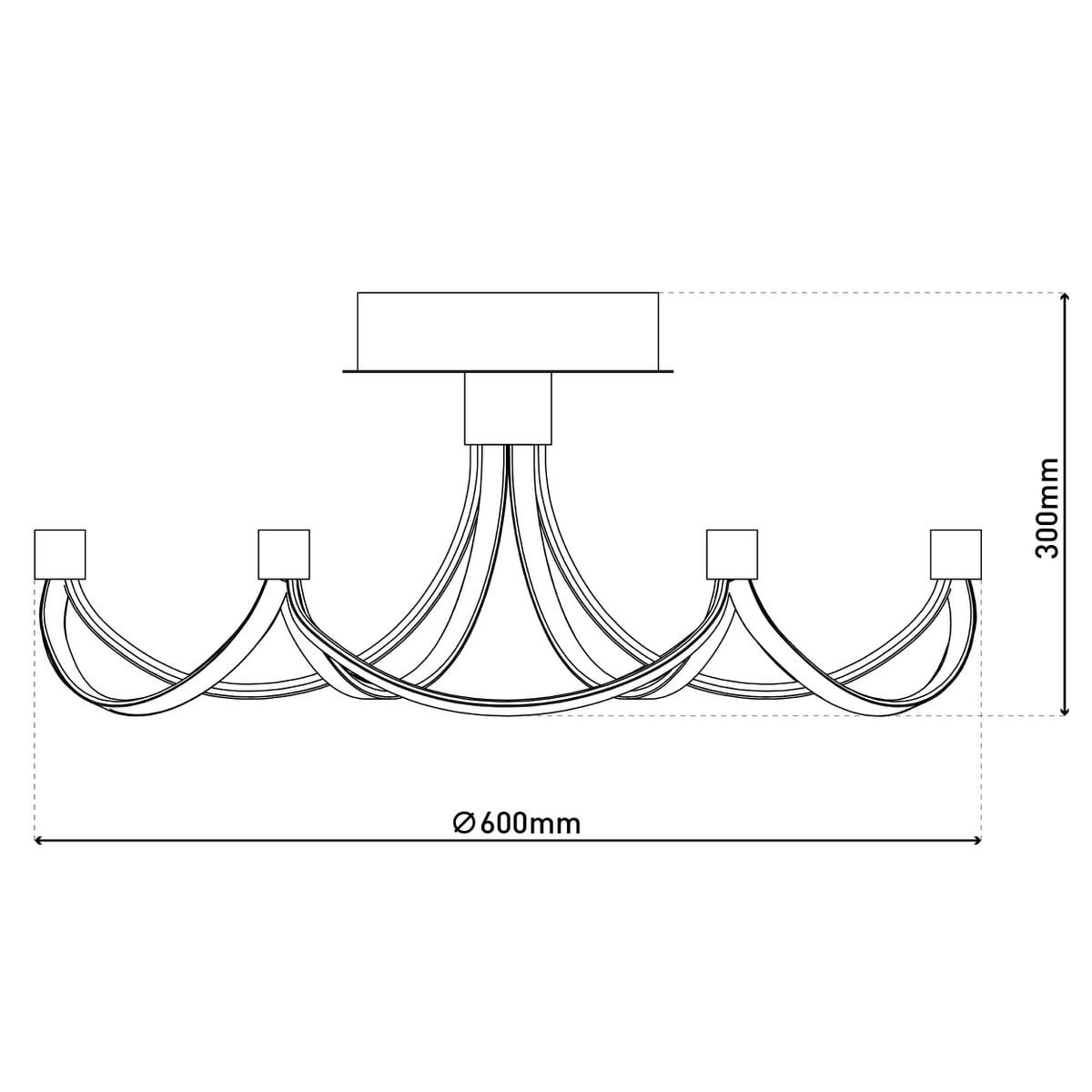 LED -plafondlamp "festival" Ø 60 cm, metalen nikkel mat en plastic, stevig gebouwd -in LED's, verlichting voor woonkamer, eetkamer, kantoor of gang