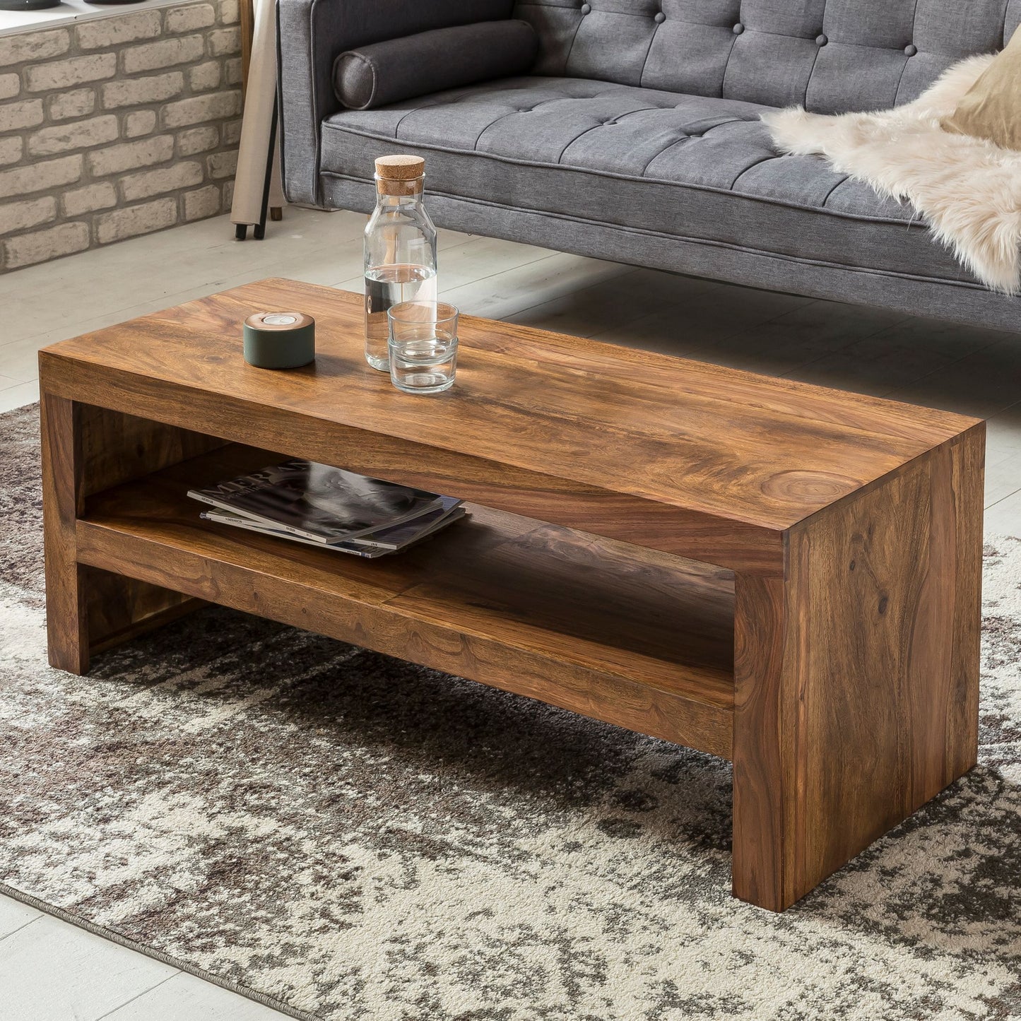 Massief houten salontafel Durban Sheesham 110 cm breed