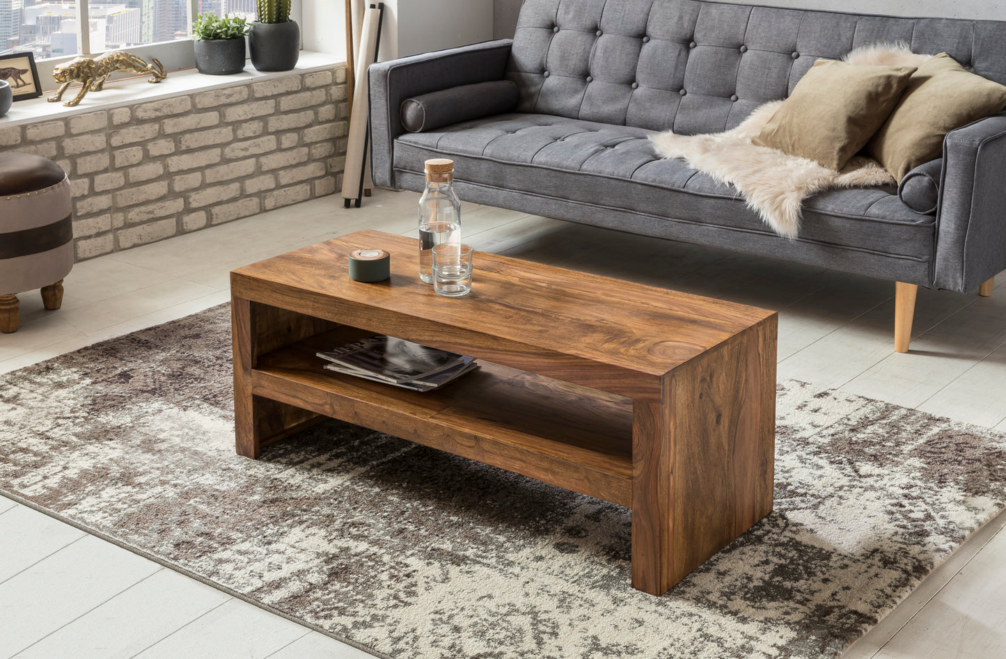 Massief houten salontafel Durban Sheesham 110 cm breed