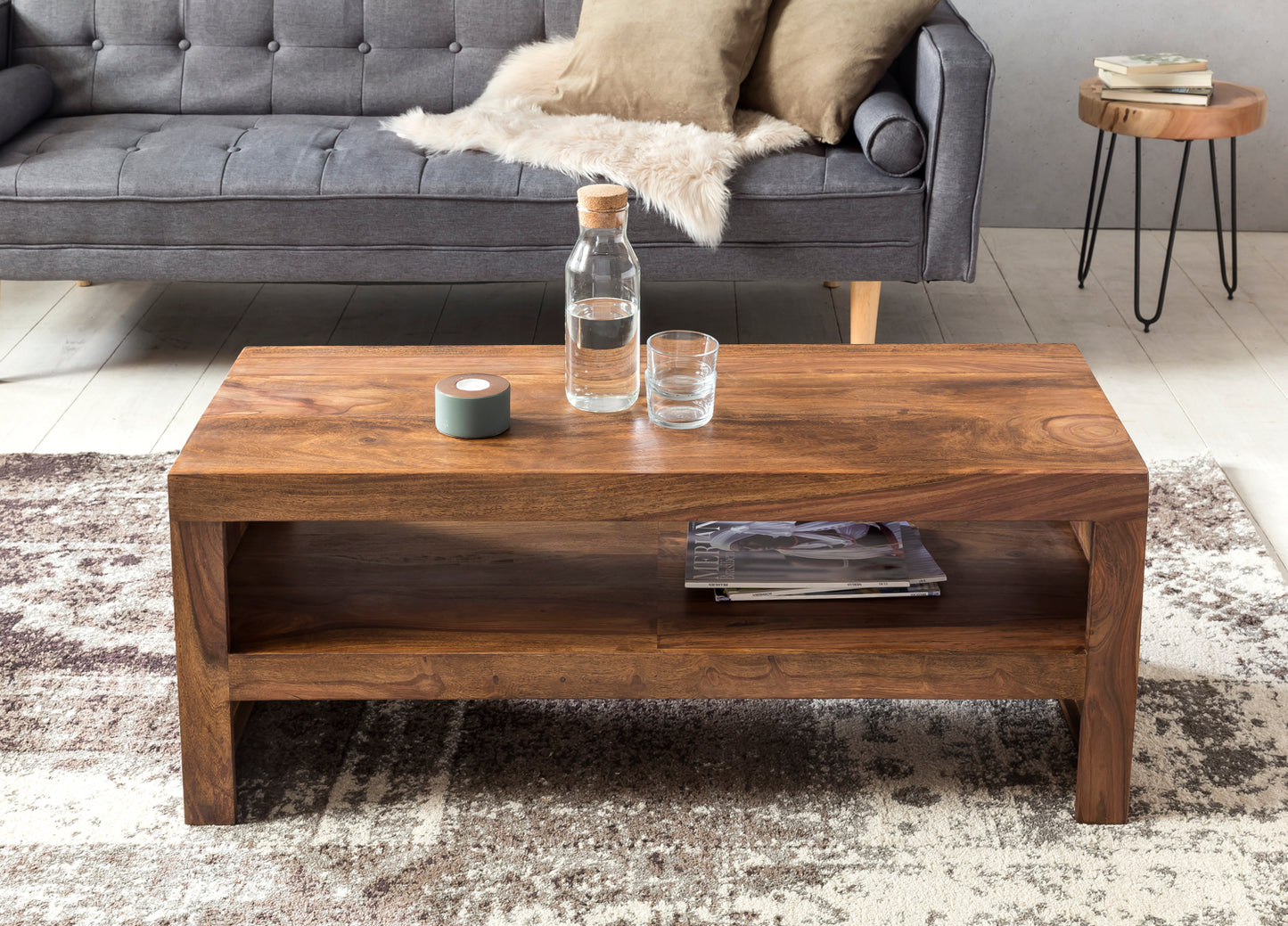 Massief houten salontafel Durban Sheesham 110 cm breed