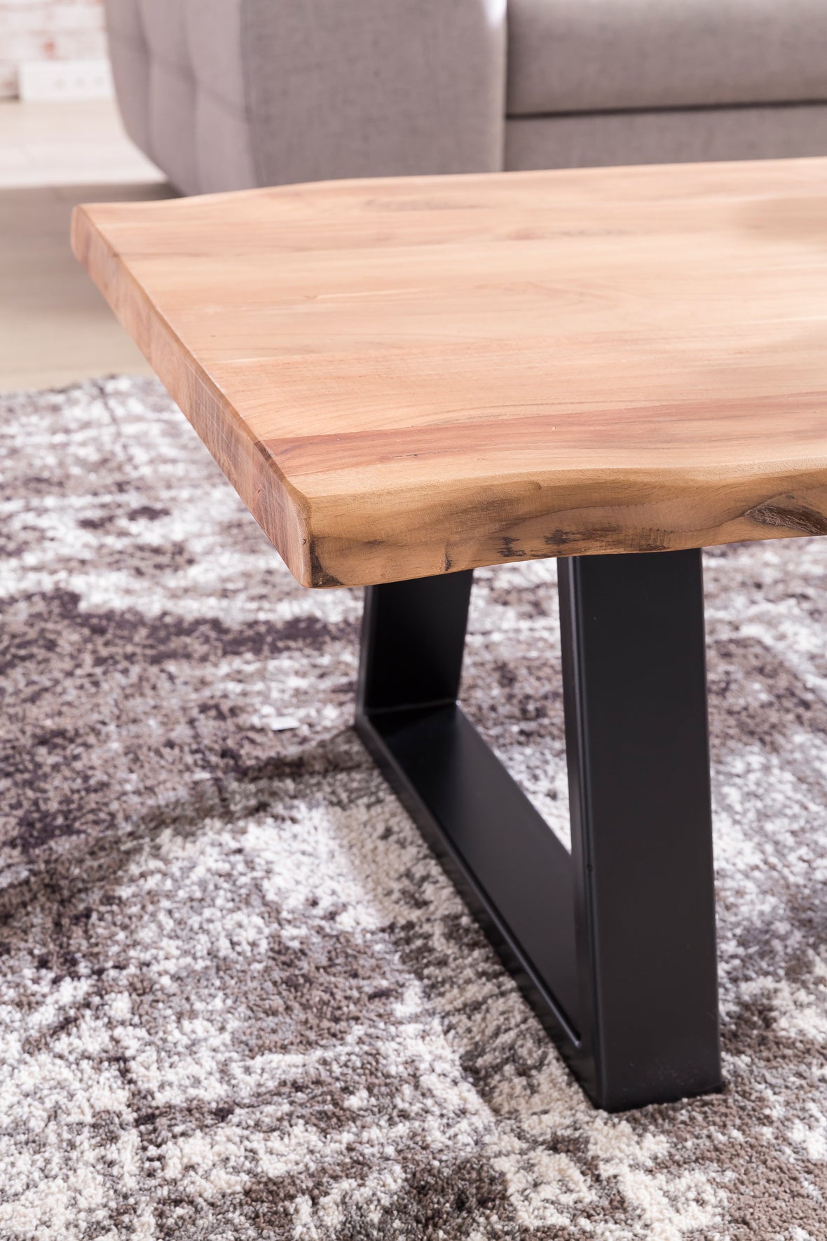 Salontafel in massief hout acacia | Salontafel 115 x 40 x 61 cm | Bijzettafel in landelijke stijl met metalen poten