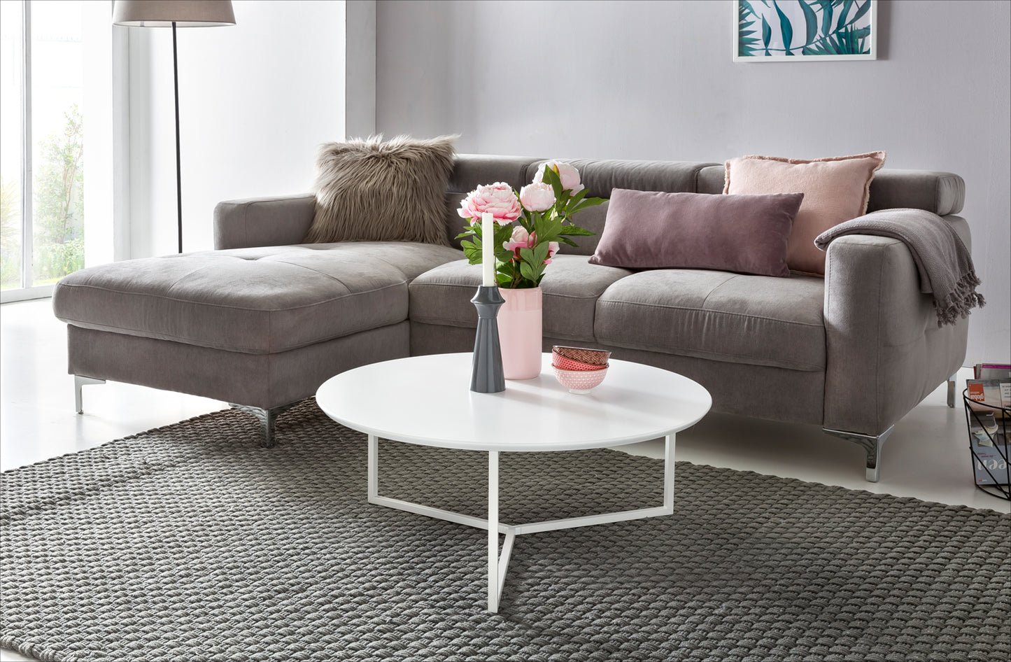 Salontafel MDF hout wit mat metalen frame a 80 cm | Salontafel gelakte salontafel modern | Salontafel ronde tafel Lounge