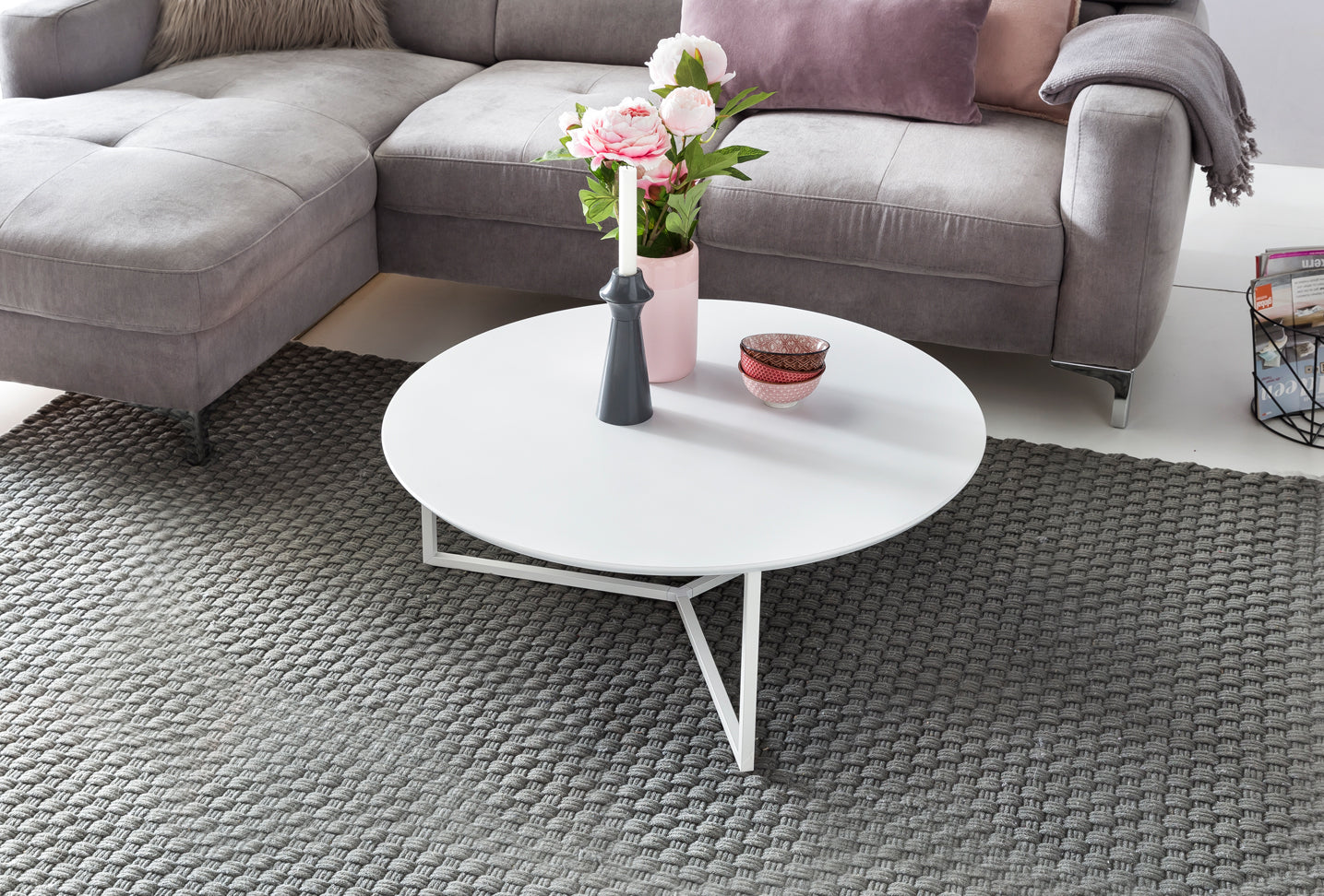Salontafel MDF hout wit mat metalen frame a 80 cm | Salontafel gelakte salontafel modern | Salontafel ronde tafel Lounge