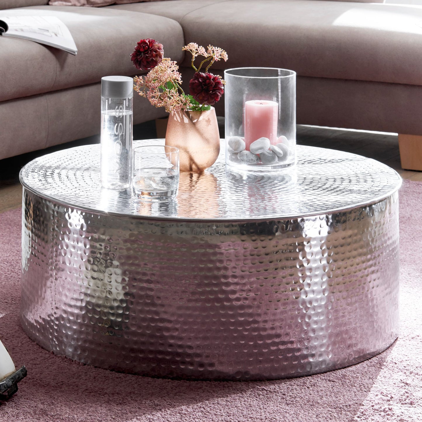 Bijzettafel RAHI 75x31x75 cm aluminium bijzettafel zilver
