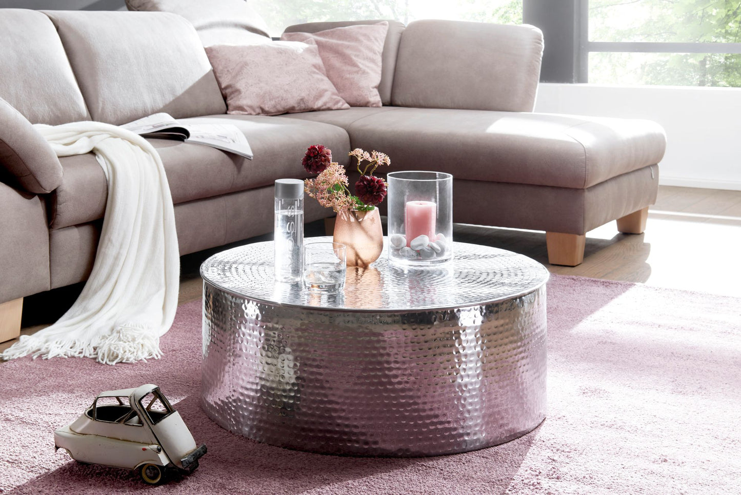Bijzettafel RAHI 75x31x75 cm aluminium bijzettafel zilver