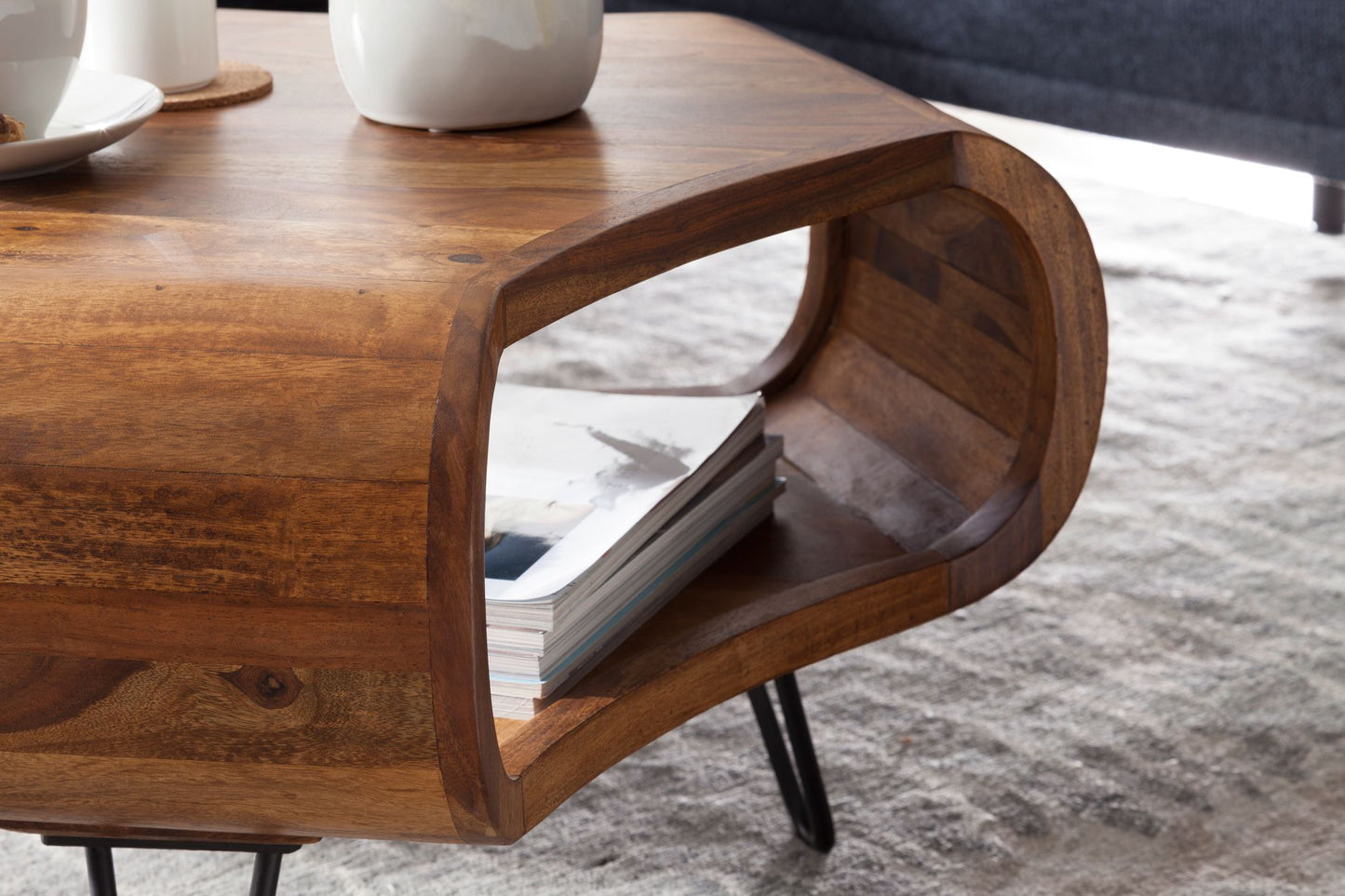 Sheesham 60x60x35 cm Retro salontafel rechthoekig & massief hout | Bruin