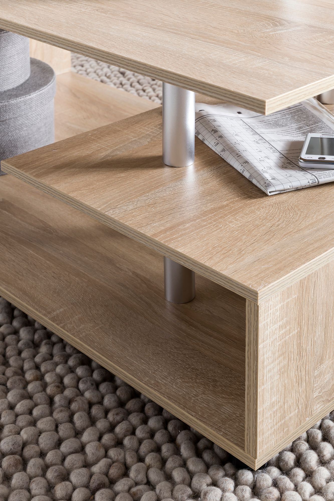 Design salontafel WL5.735 105 x 48,5 x 60 cm Sonoma Draaibaar met wielen