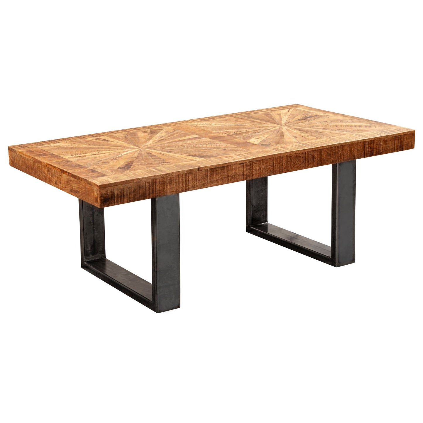 Moderne salontafel mango massief hout 105x40x55 cm tafel in industrieel design | Salontafel met hout en metaal | Rustieke salontafel