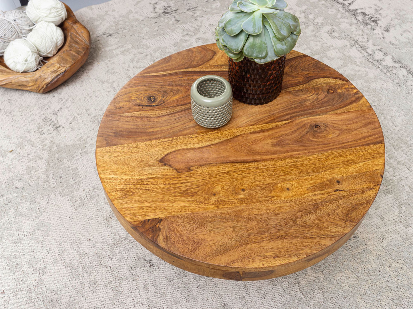 Salontafel 60x30x60 cm Sheesham massief houten salontafel | Design woonkamer tafel rond | Salontafel bruin | Tafel woonkamer