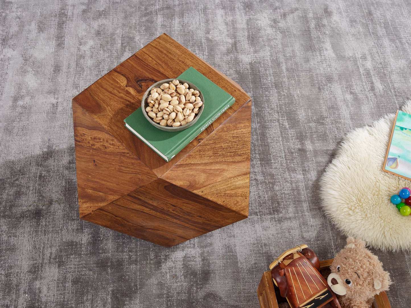 Salontafel 57 x 42,5 x 57 cm Sheesham massief houten salontafel modern | Salontafel in ruitvorm | Massief houten tafel woonkamer | Echt houten tafel