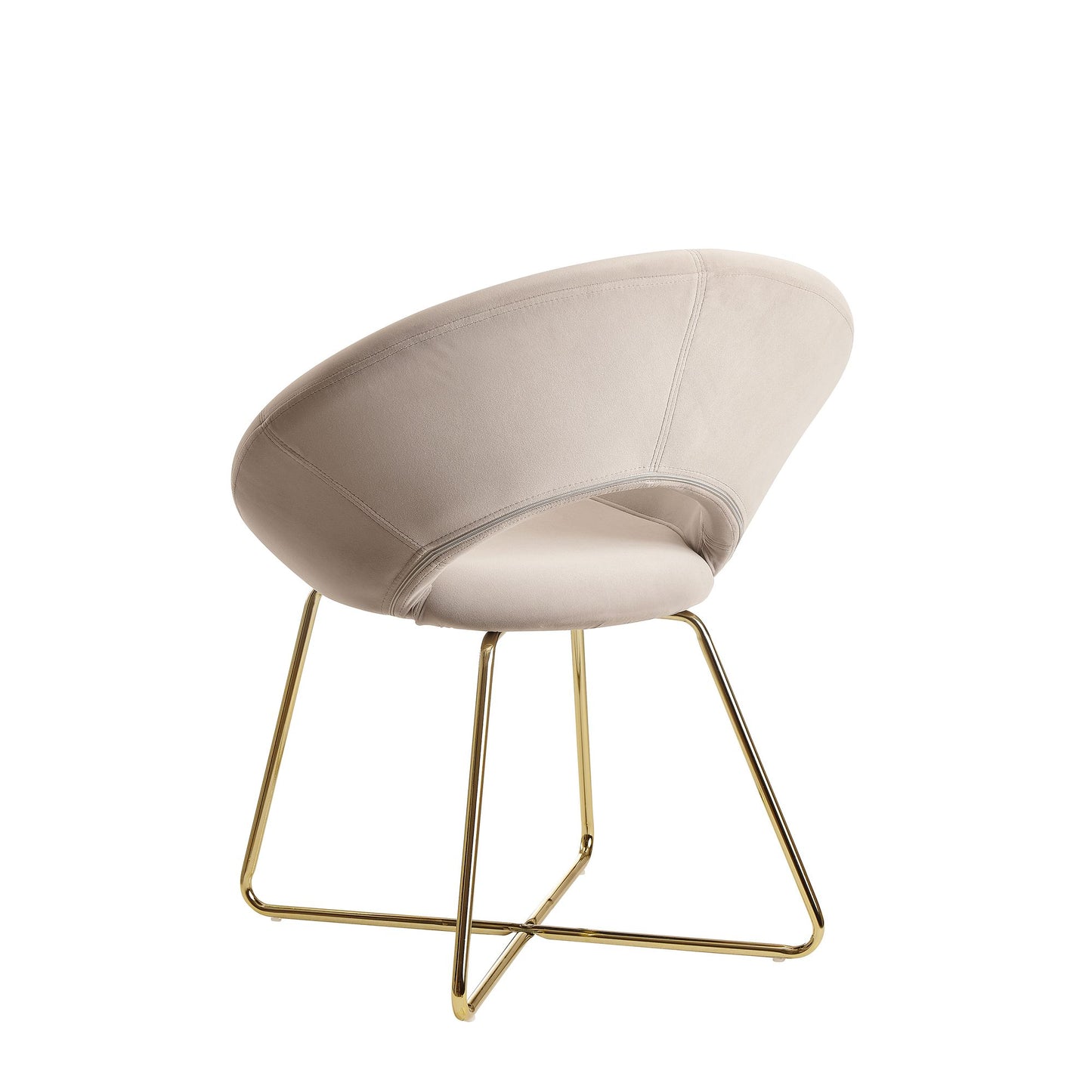 eetkamer fluwelen beige keukenstoel met gouden poten | Shell stoel stof / metaal