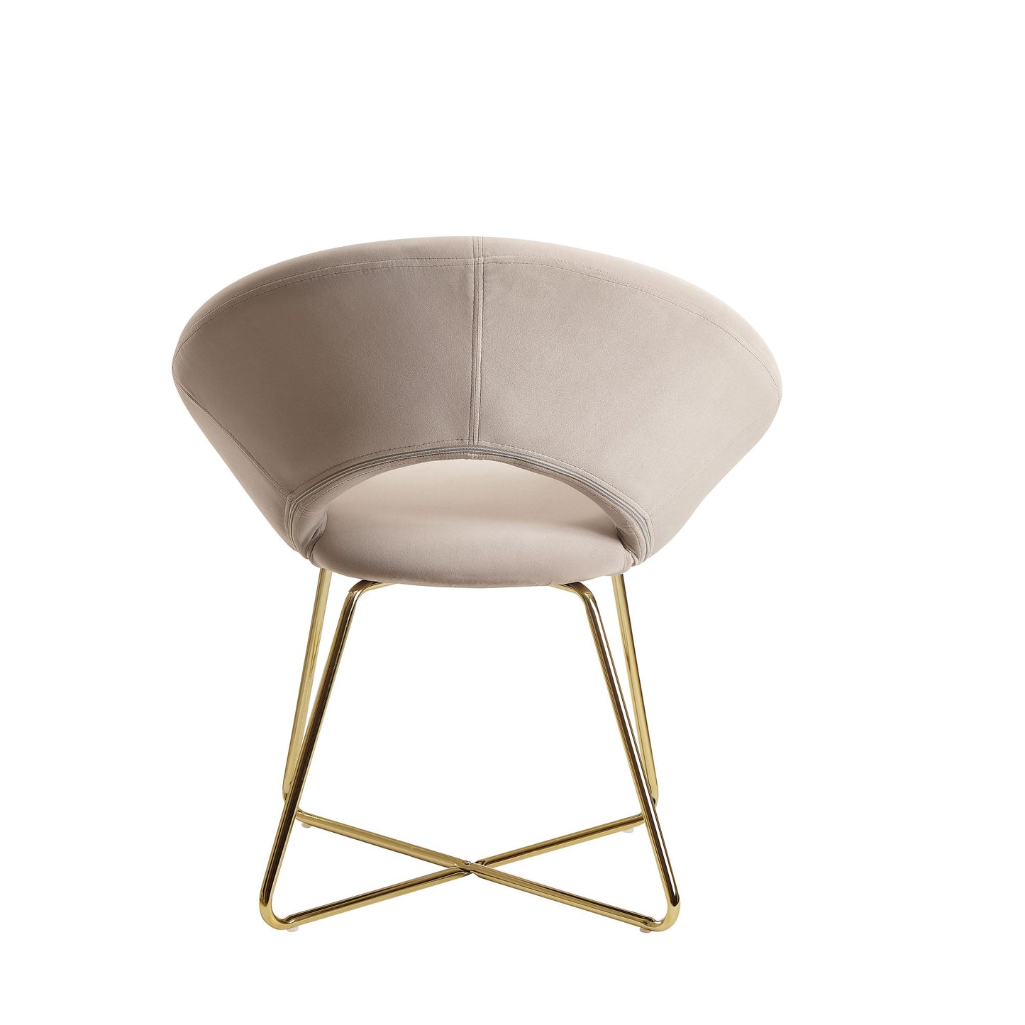 eetkamer fluwelen beige keukenstoel met gouden poten | Shell stoel stof / metaal