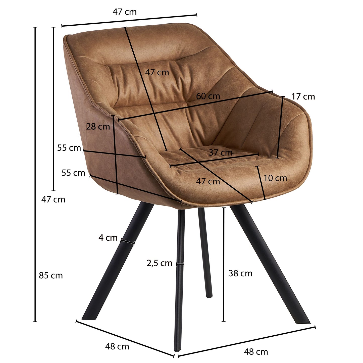 dining suede look beige gestoffeerd | Keukenstoel met zwarte poten