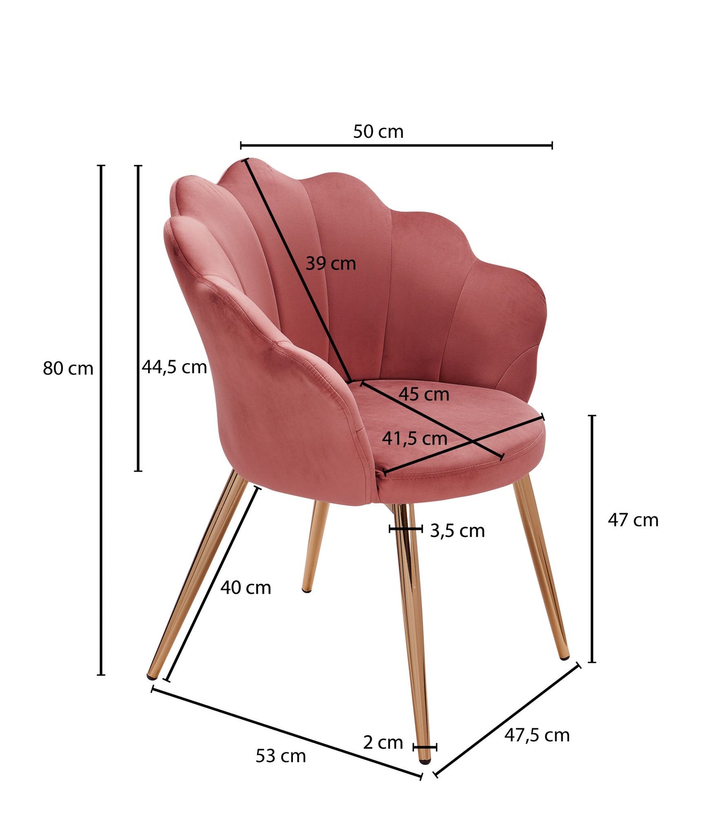 dining tulp fluweel roze gestoffeerd | Keukenstoel met goudkleurige poten