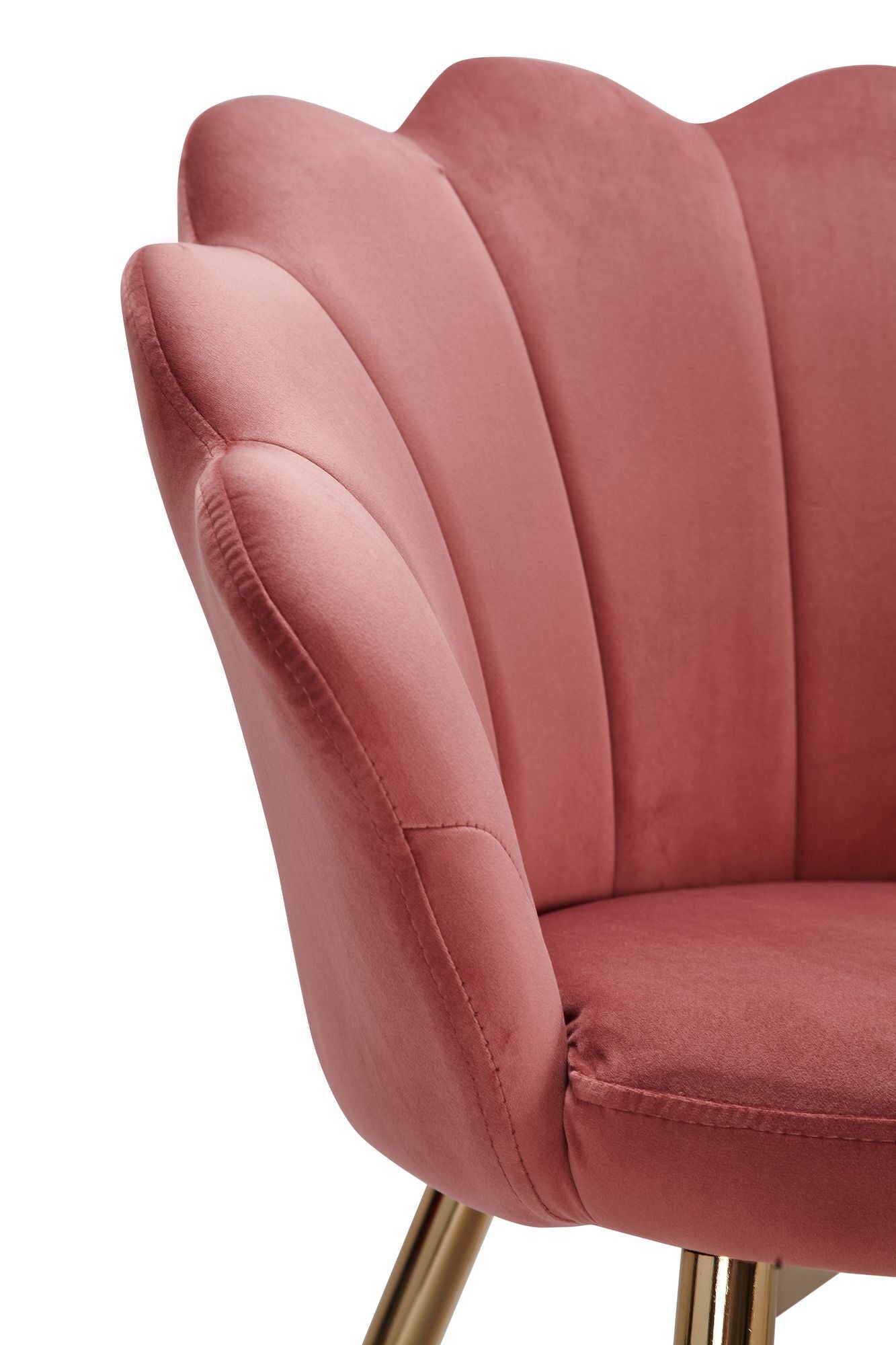 dining tulp fluweel roze gestoffeerd | Keukenstoel met goudkleurige poten