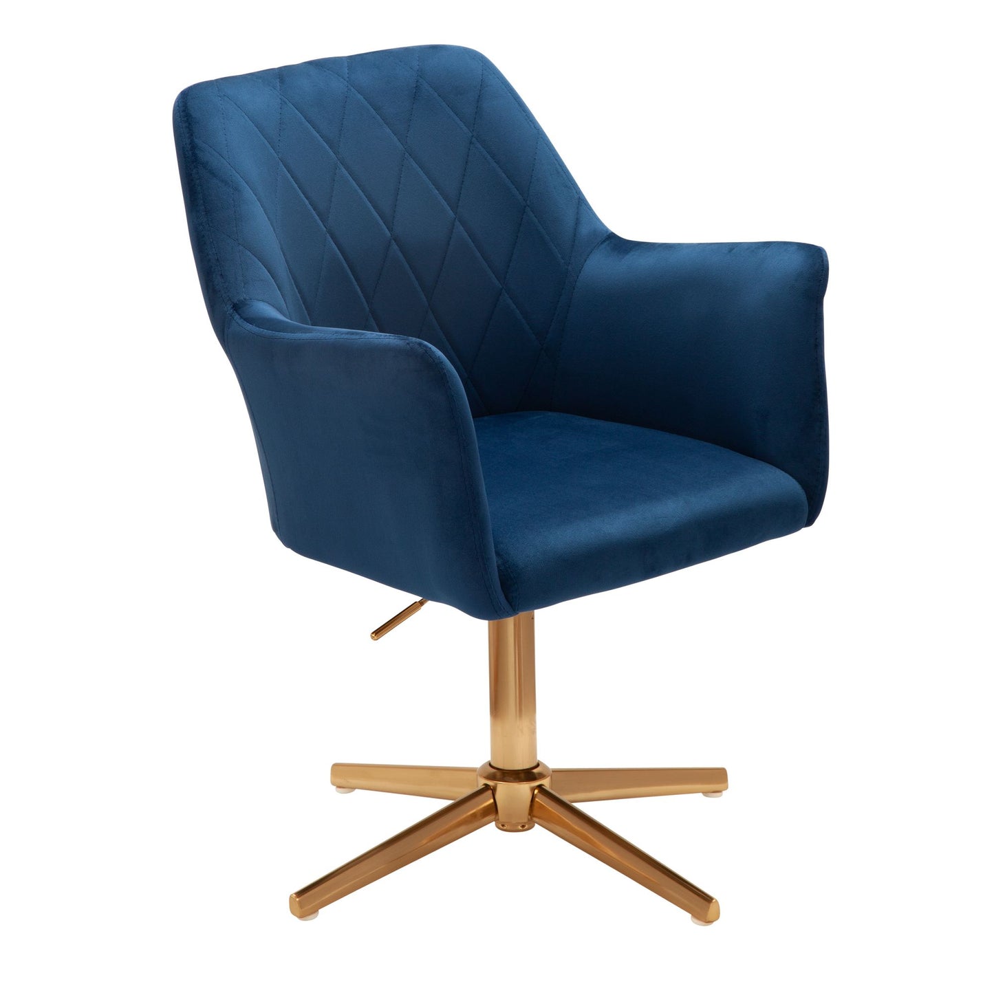 Bureaustoel donkerblauw velvet design, draaifauteuil met rugleuning