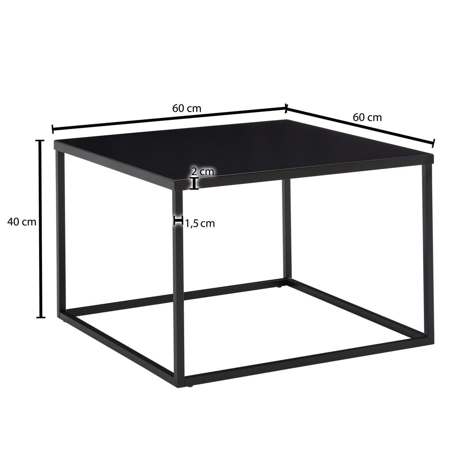 Salontafel Metaal 60x60x40 cm Vierkante Salontafel Zwart | Tafel Woonkamer Industrieel