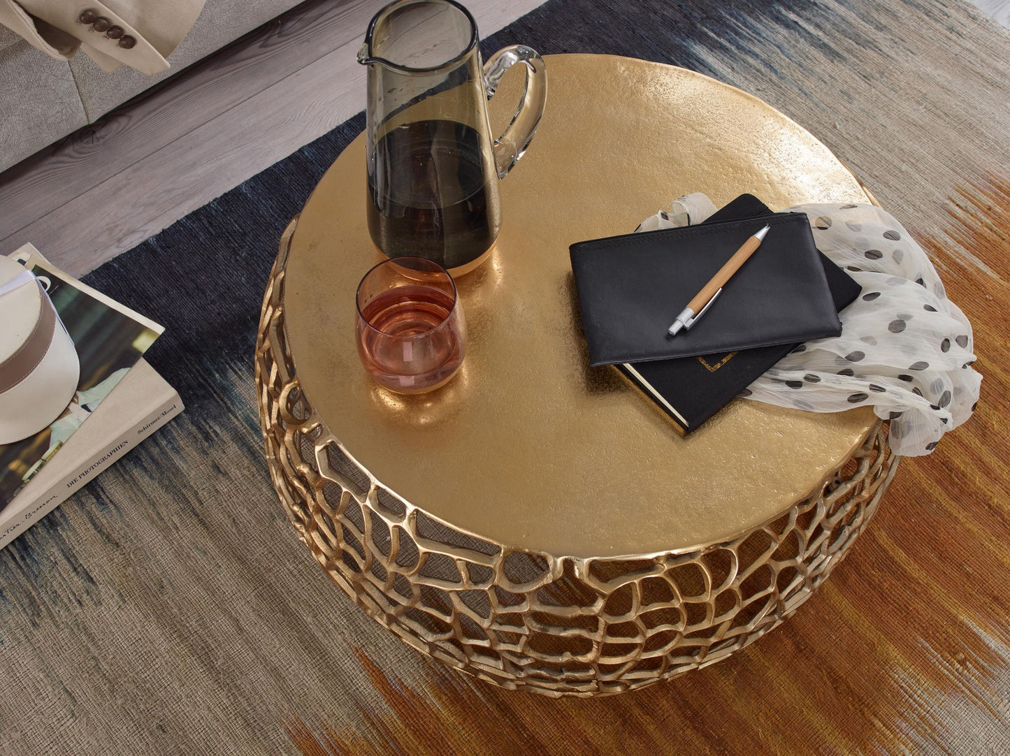 Koffietafel Aluminium 66x66x30 cm Salontafel Metaal Goud