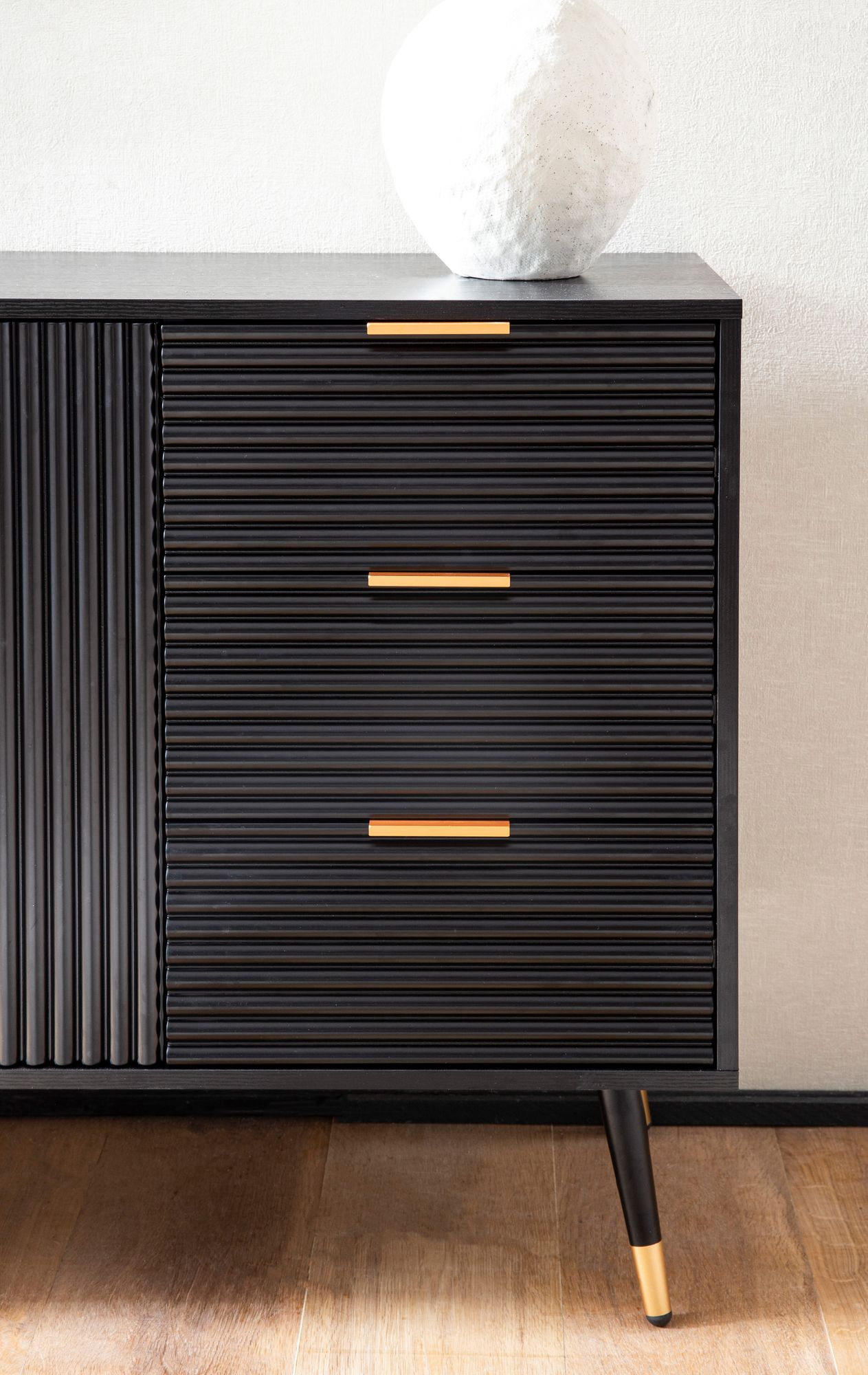 Dressoir 120 cm zwart eiken decor ladekast dressoir vloerkast