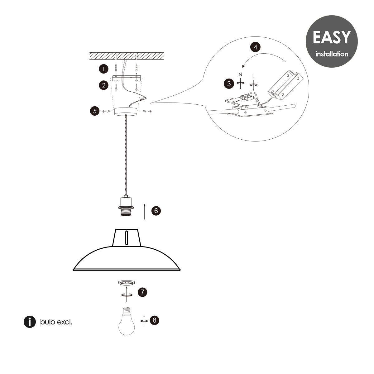 Home Sweet Home Hanglamp Altis - E27, Wit, 29x100cm