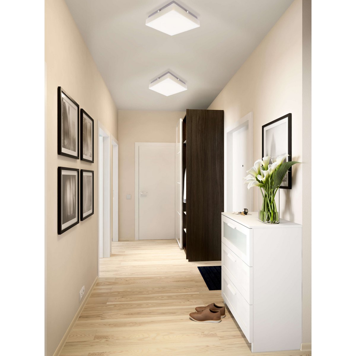 LED -plafondlamp "Trondheim" met sensor, 25 x 25 cm, met stevig gebouwd -in LED