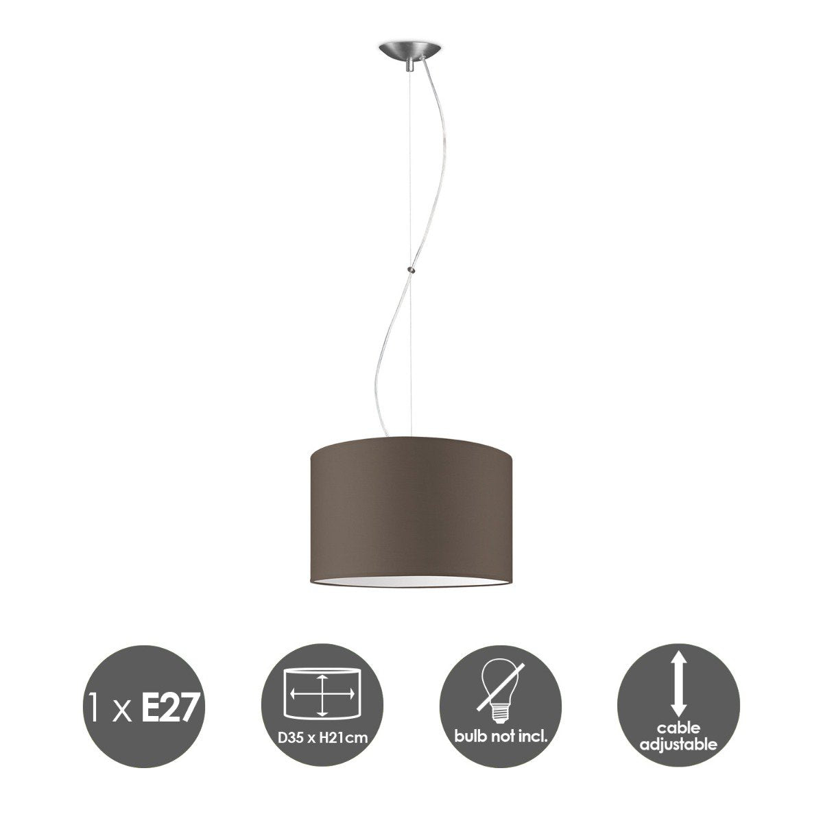 Home Sweet Home hanglamp Deluxe met lampenkap, E27, taupe, 35cm