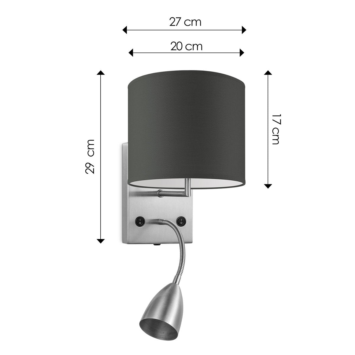 Home Sweet Home Wandlamp - Read, LED Leeslamp, E27, antraciet 20cm