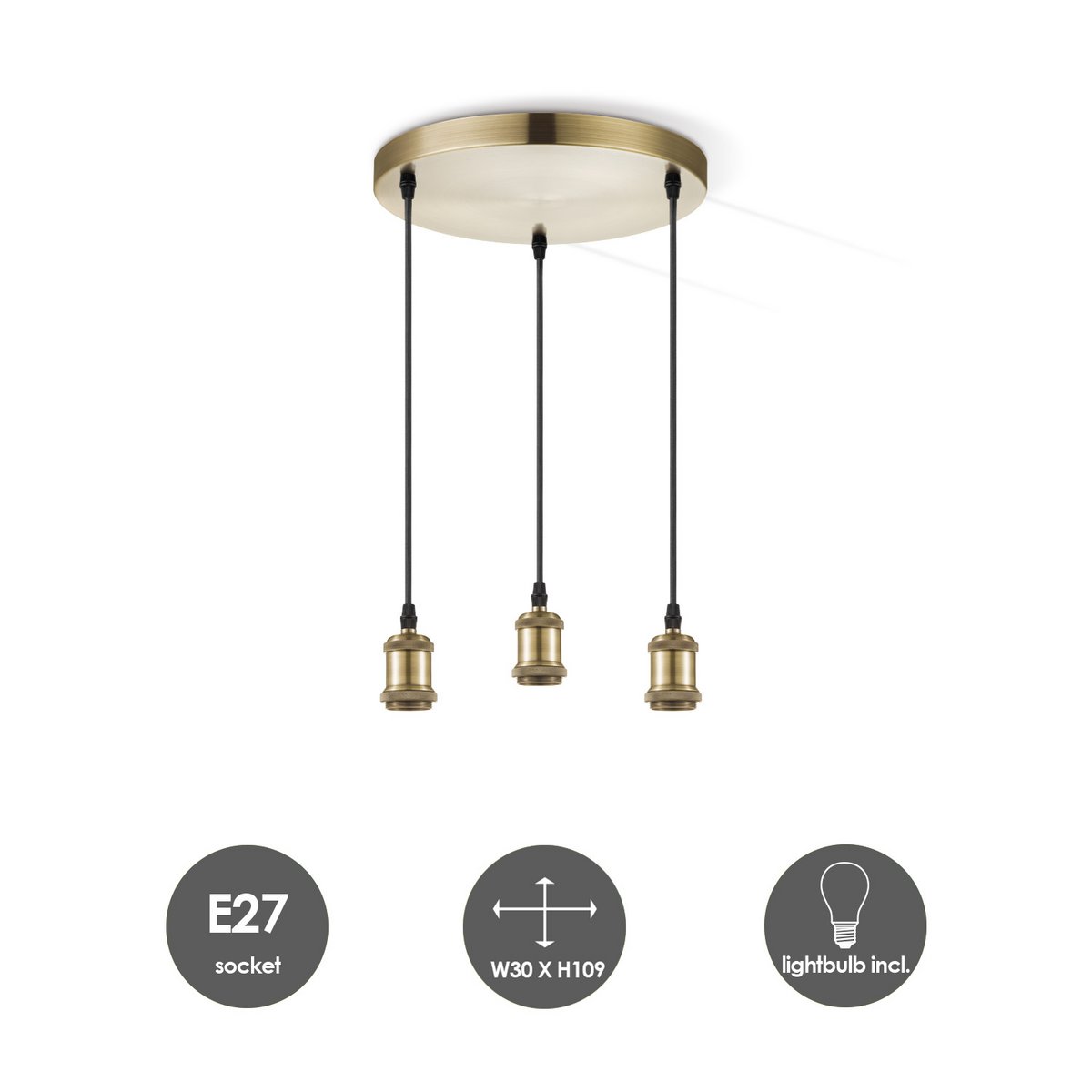 Home Sweet Home hanglamp vintage rond Globe - 3 LED -dimbaar E27 amber