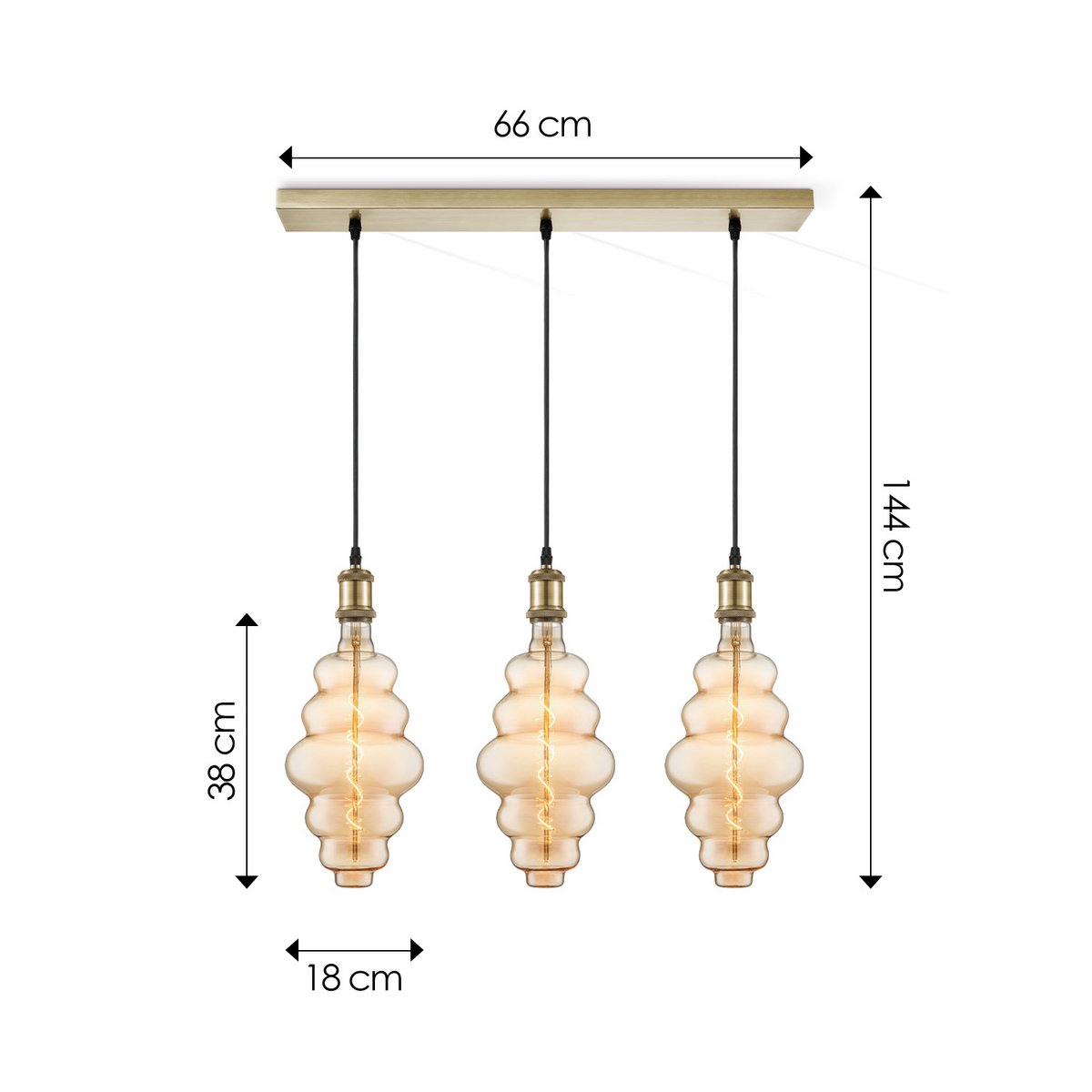 Home Sweet Home hanglamp vintage Cloud LED 3L G160 dimbaar E27 amber