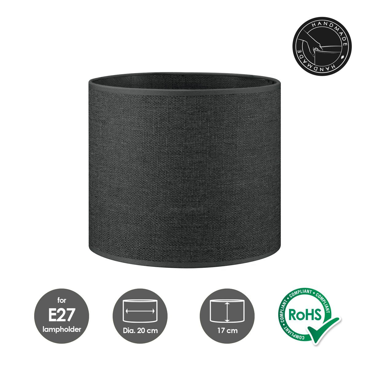 Home Sweet Home Lampenkap Canvas dark gray - B:20xD:20xH:17cm
