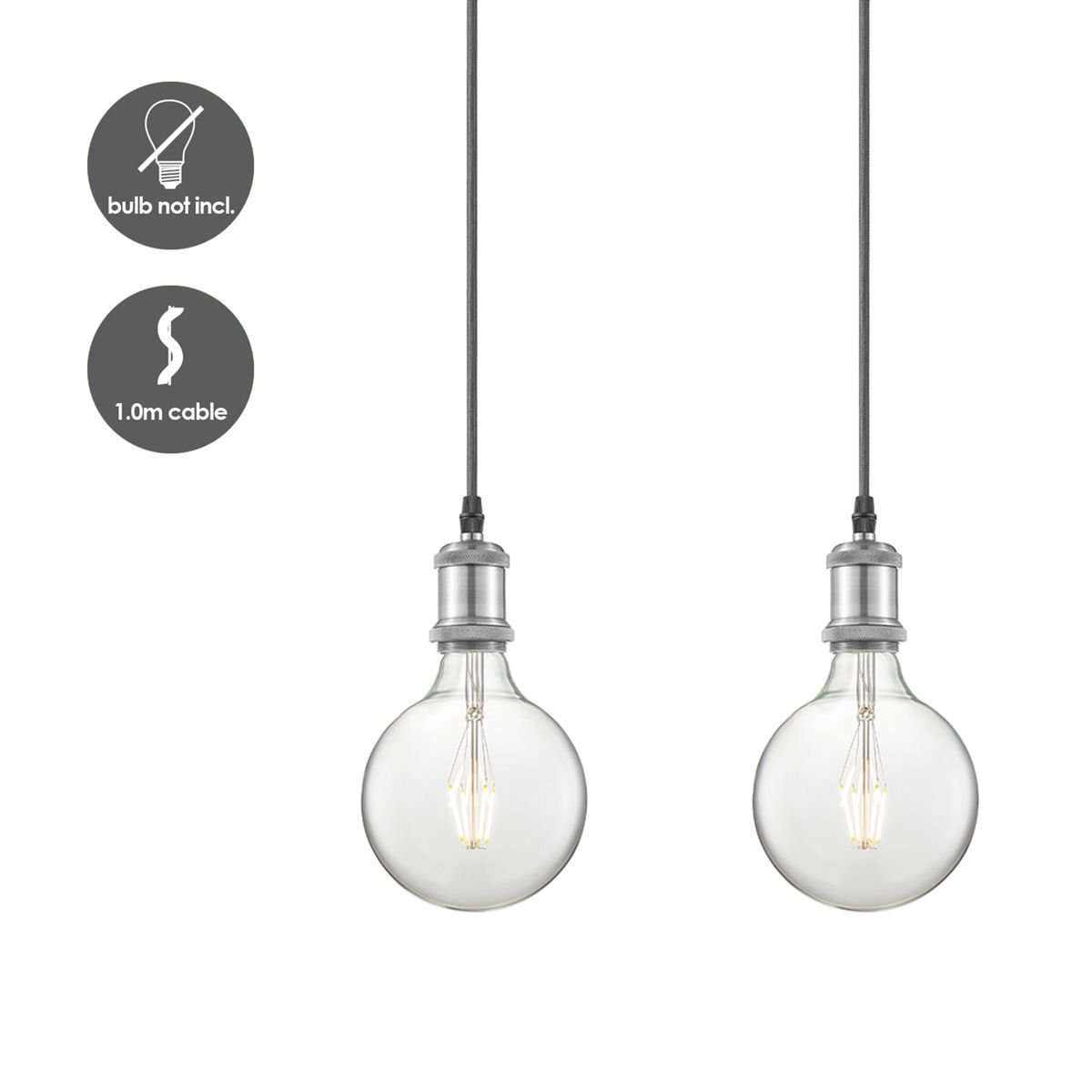 Home Sweet Home Hanglamp Basic Vintage - Geborsteld staal -66x12x109cm