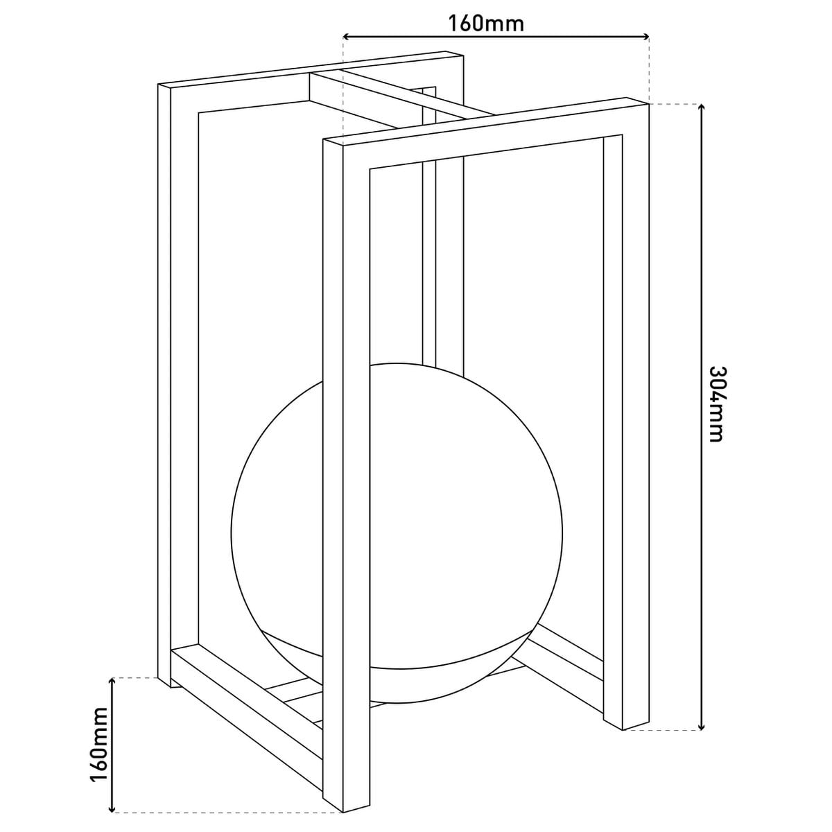 LED Decol Light Potaton voor balkon en terras, decoratietafellamp gemaakt van metaal en plastic in zwart, stevig gebouwd -in LED's, 30 x 16 x16 cm