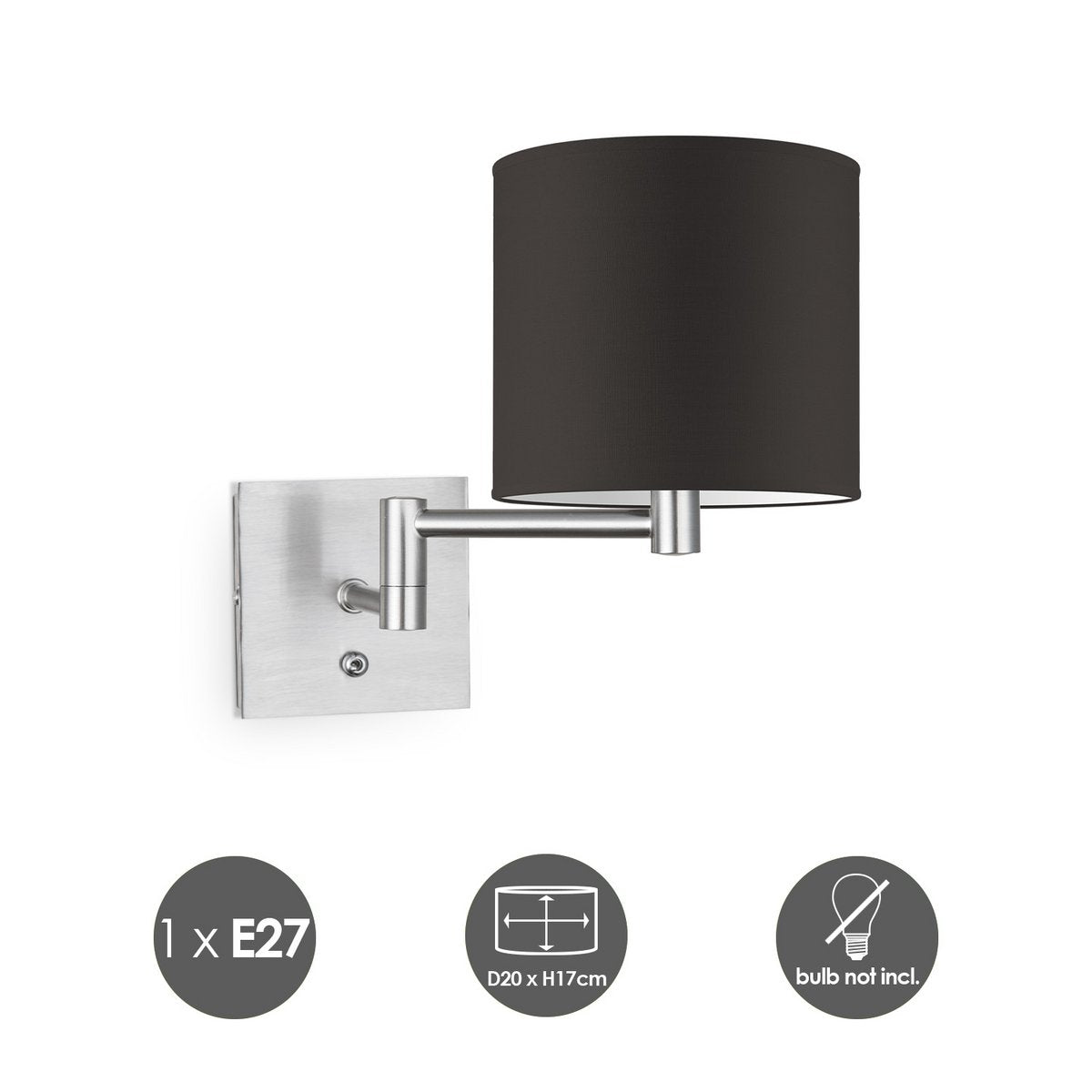 Home Sweet Home Wandlamp - Swing, E27, chocolade Lampenkap 20x17cm