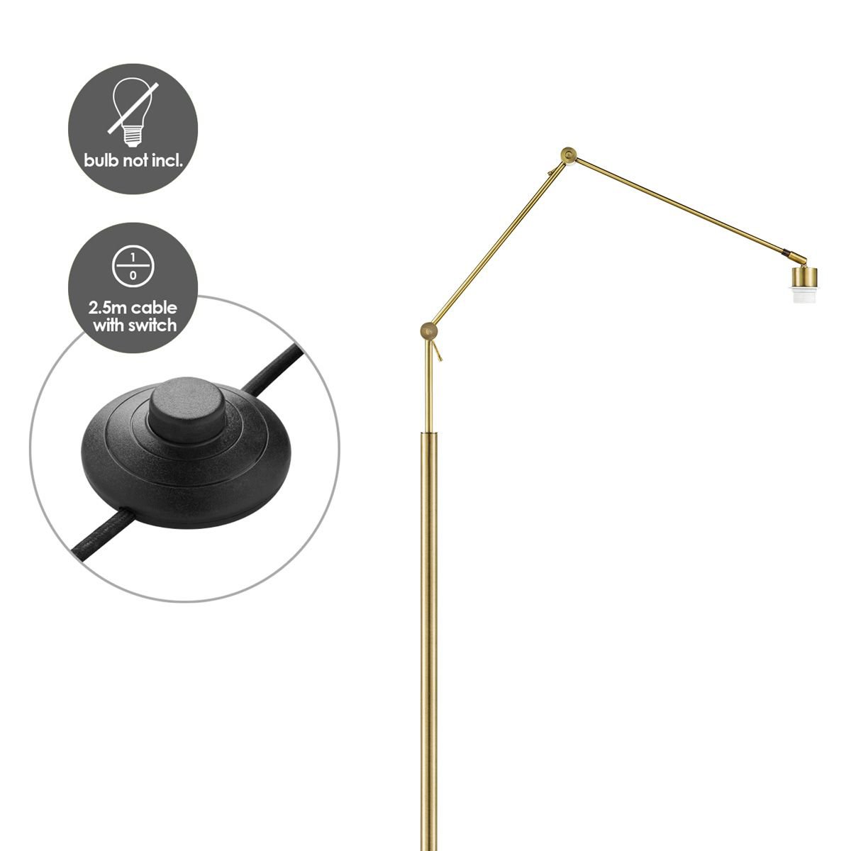 Home Sweet Home vloerlamp voet Shift 80/35/160 - Messing
