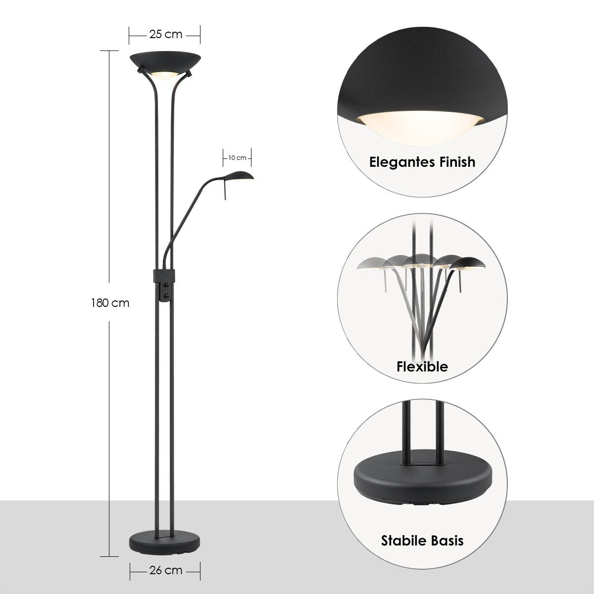 Home Sweet Home R7s + G9 LED Uplight Vloerlamp - Moderne Zwart