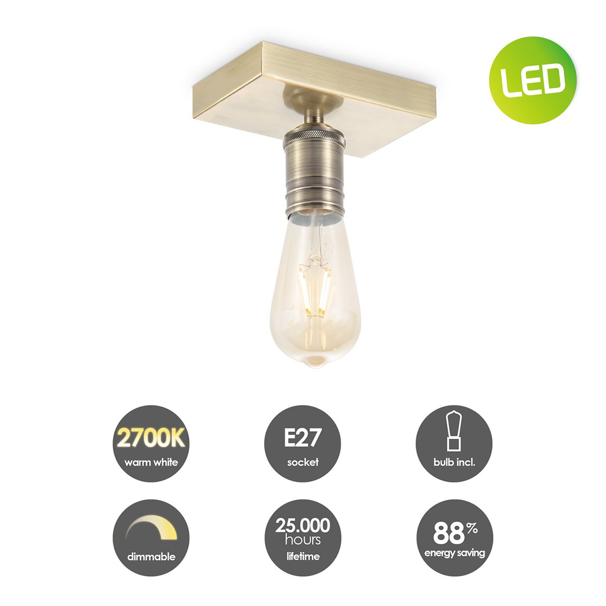 Home Sweet Home Wandspot Nitro - incl. dimbare LED lamp - messing