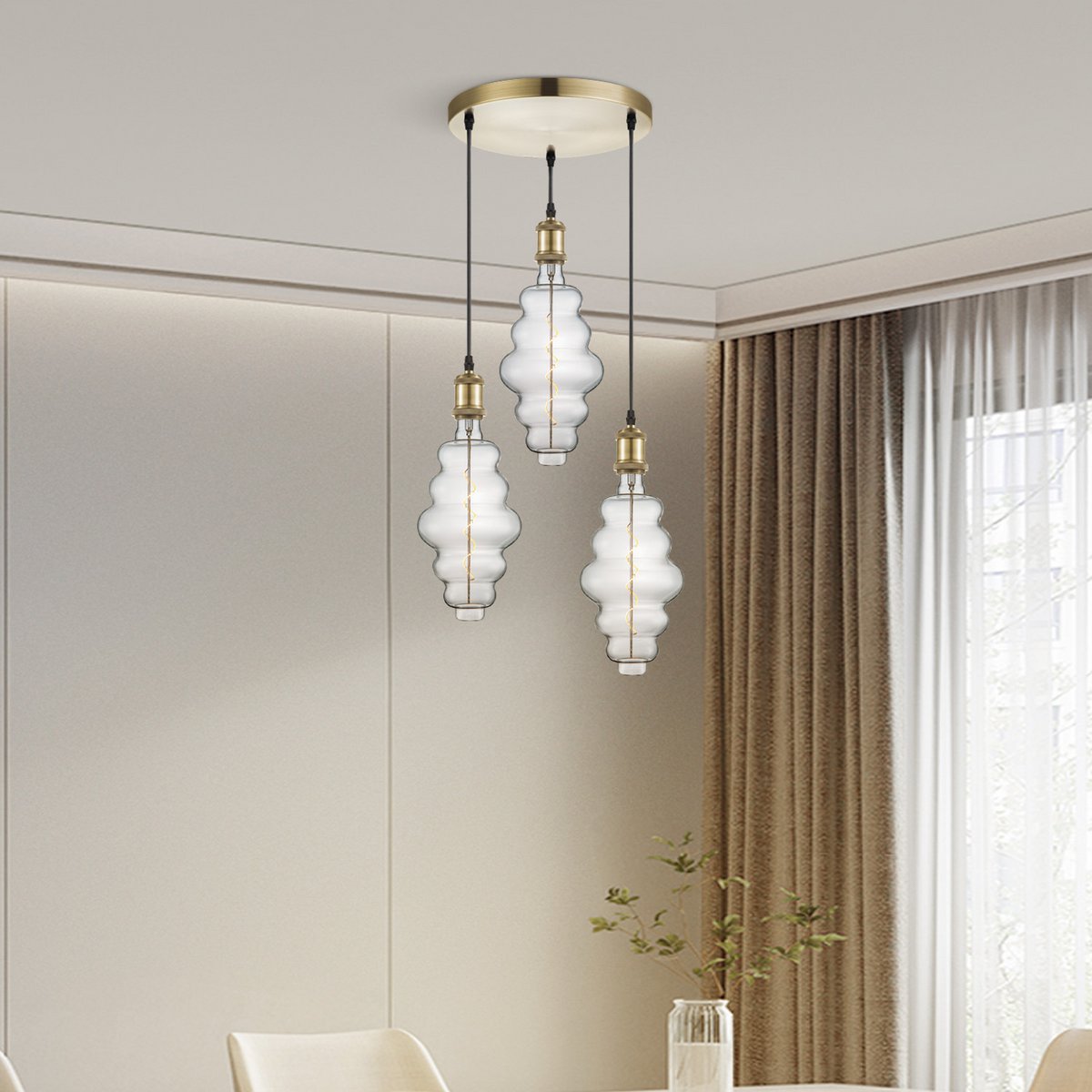 Home Sweet Home hanglamp vintage rond Cloud - 3L dimbaar E27 helder