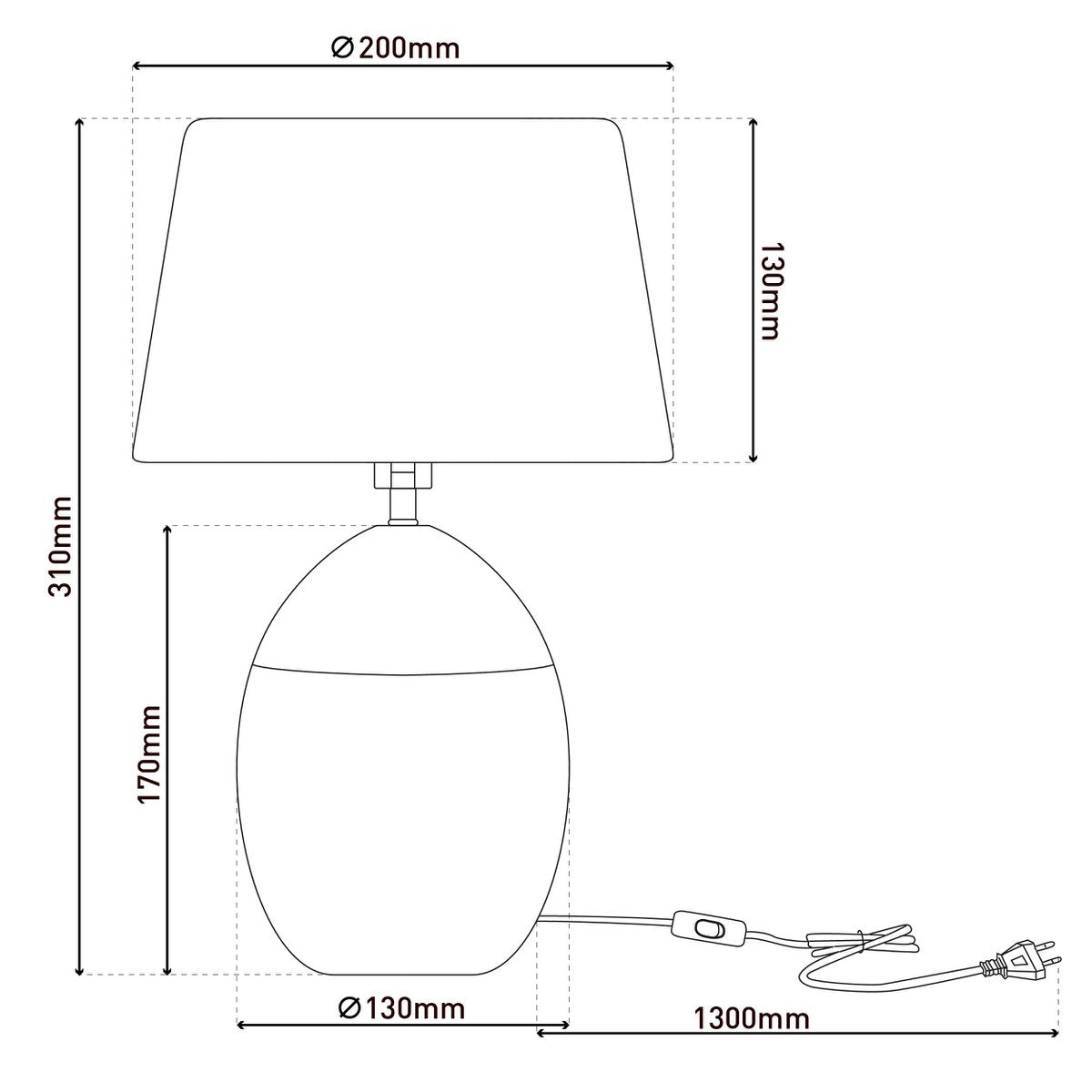 Keramische tafellamp "Talia", tafellamp, keramiek, beige/grijs, met E14 -aansluiting, voor eetkamer, woonkamer, gang of kantoor, 31 cm hoog