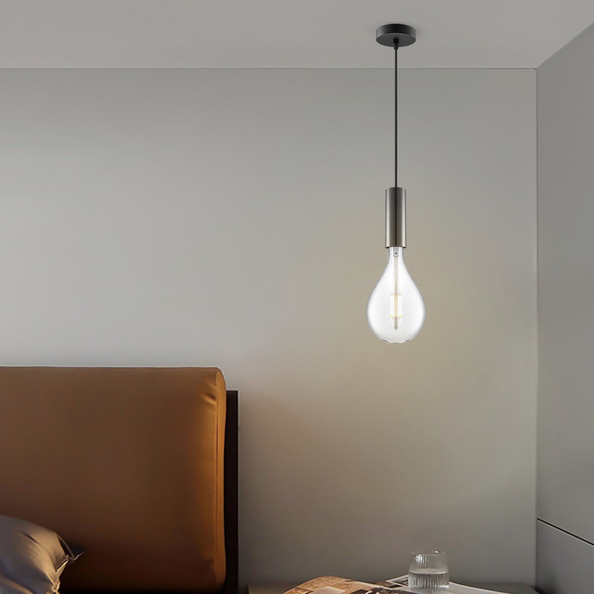 Home Sweet Home hanglamp zwart Saga Pear - G16- dimbaar E27 helder