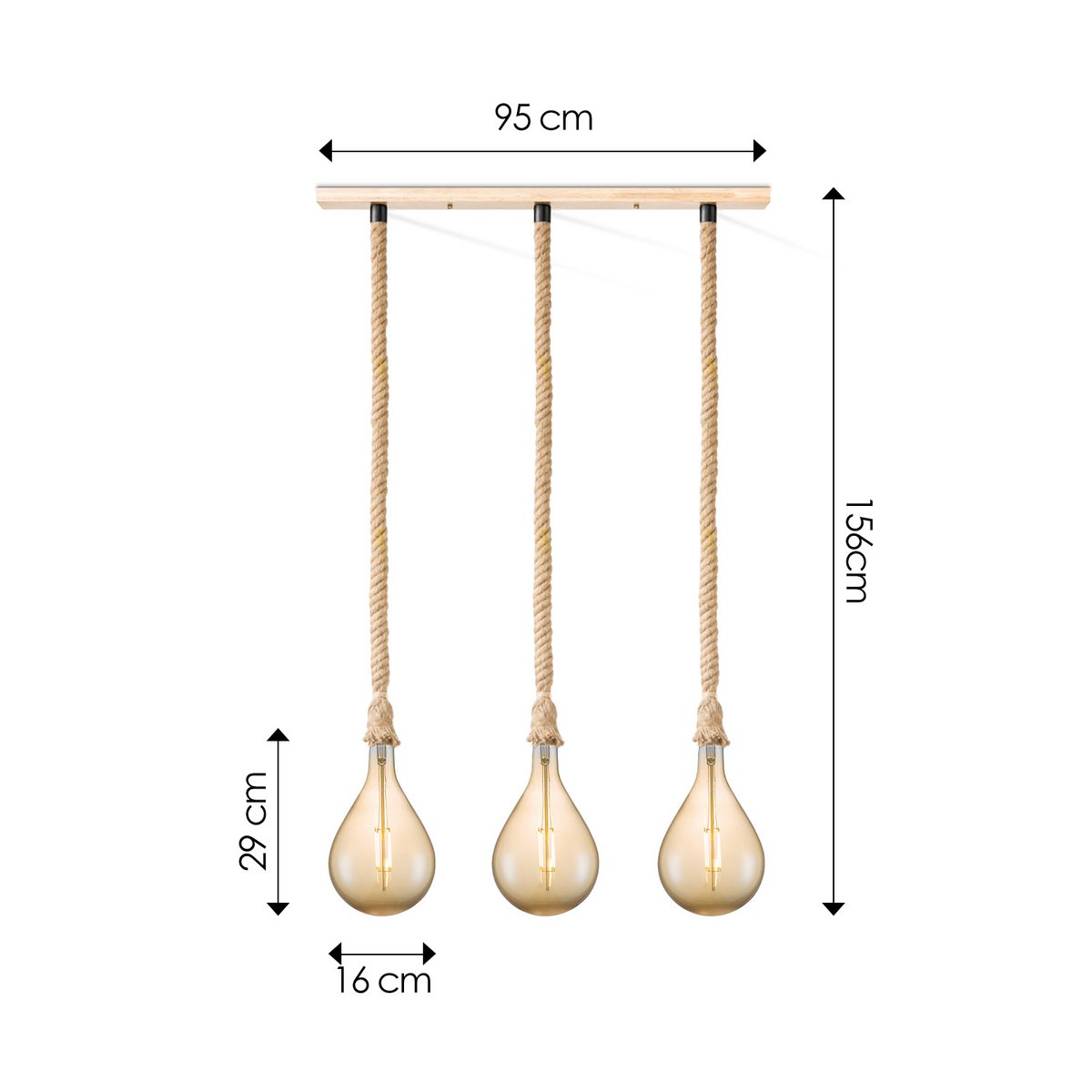Home Sweet Home hanglamp Leonardo Pear - 3L G160 - dimbaar E27 amber