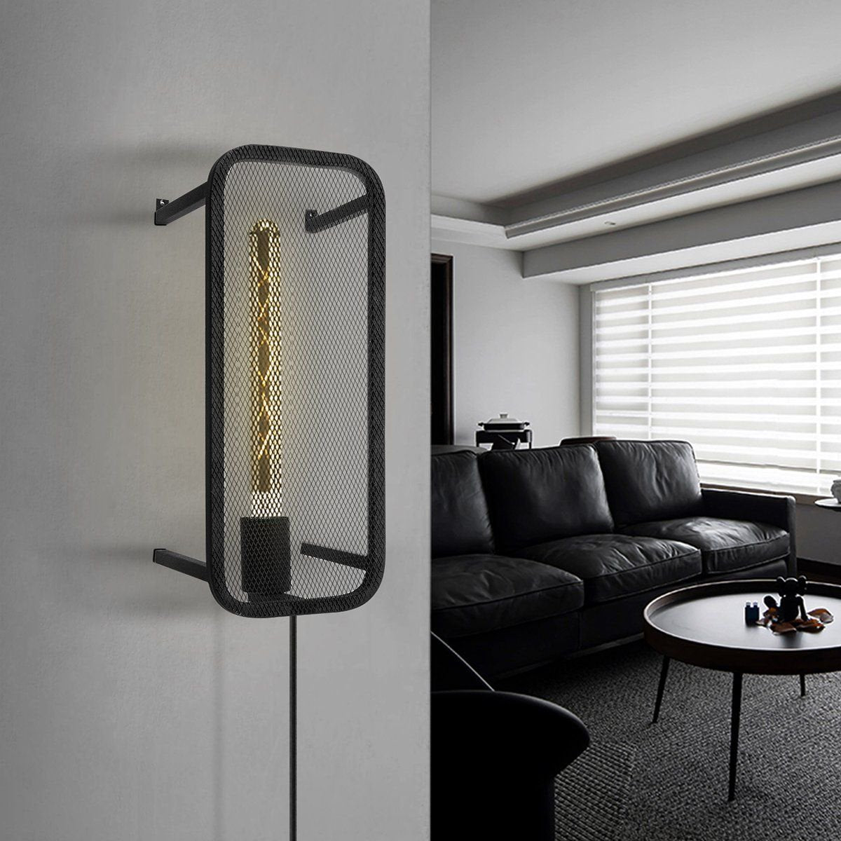 Home Sweet Home Moderne Wandlamp Weave | 15/15/38cm | Zwart | E27